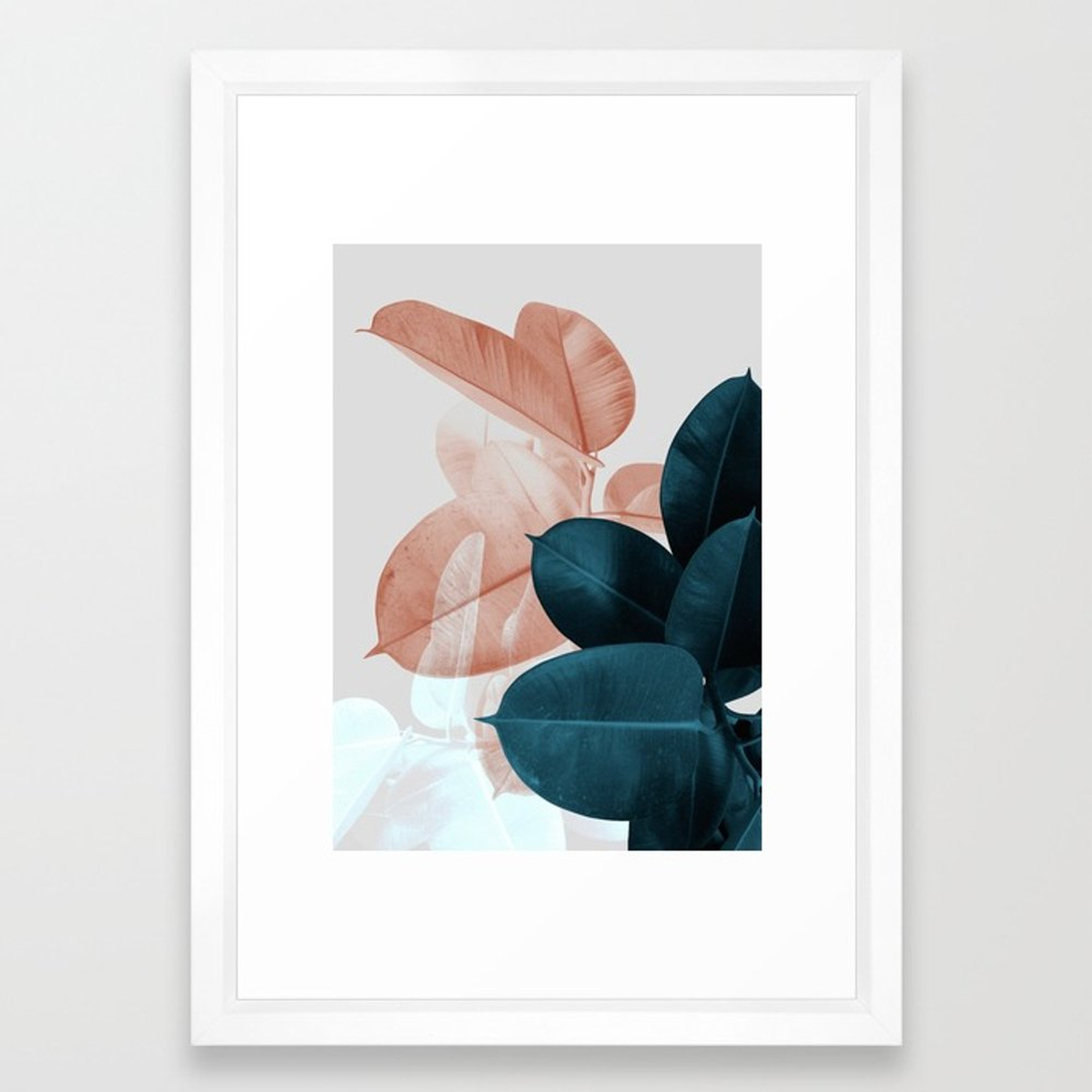 Blush & Blue Leaves Framed Art Print by Printsproject 15 x 21 - Society6