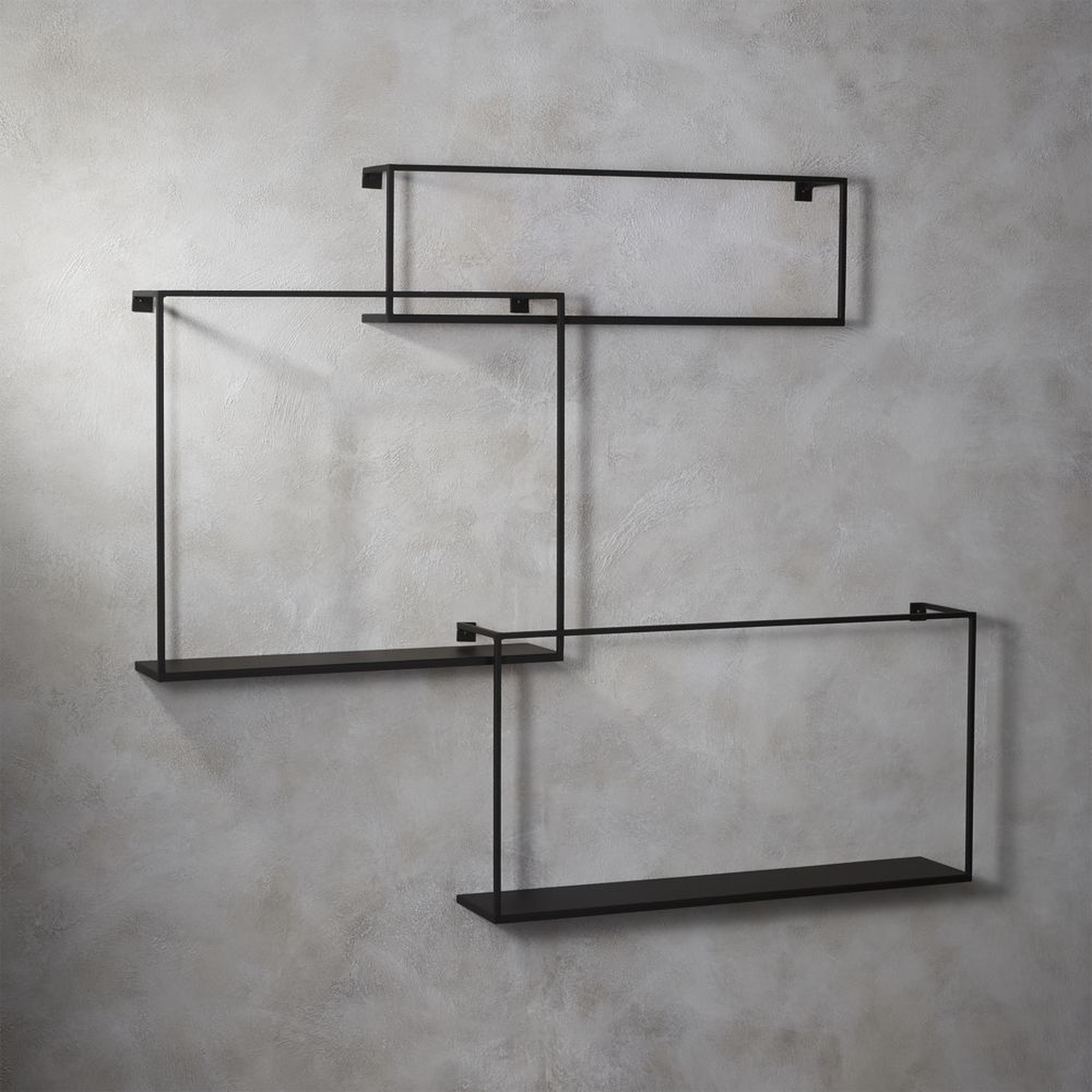 3-piece floating large matte black shelf set - CB2