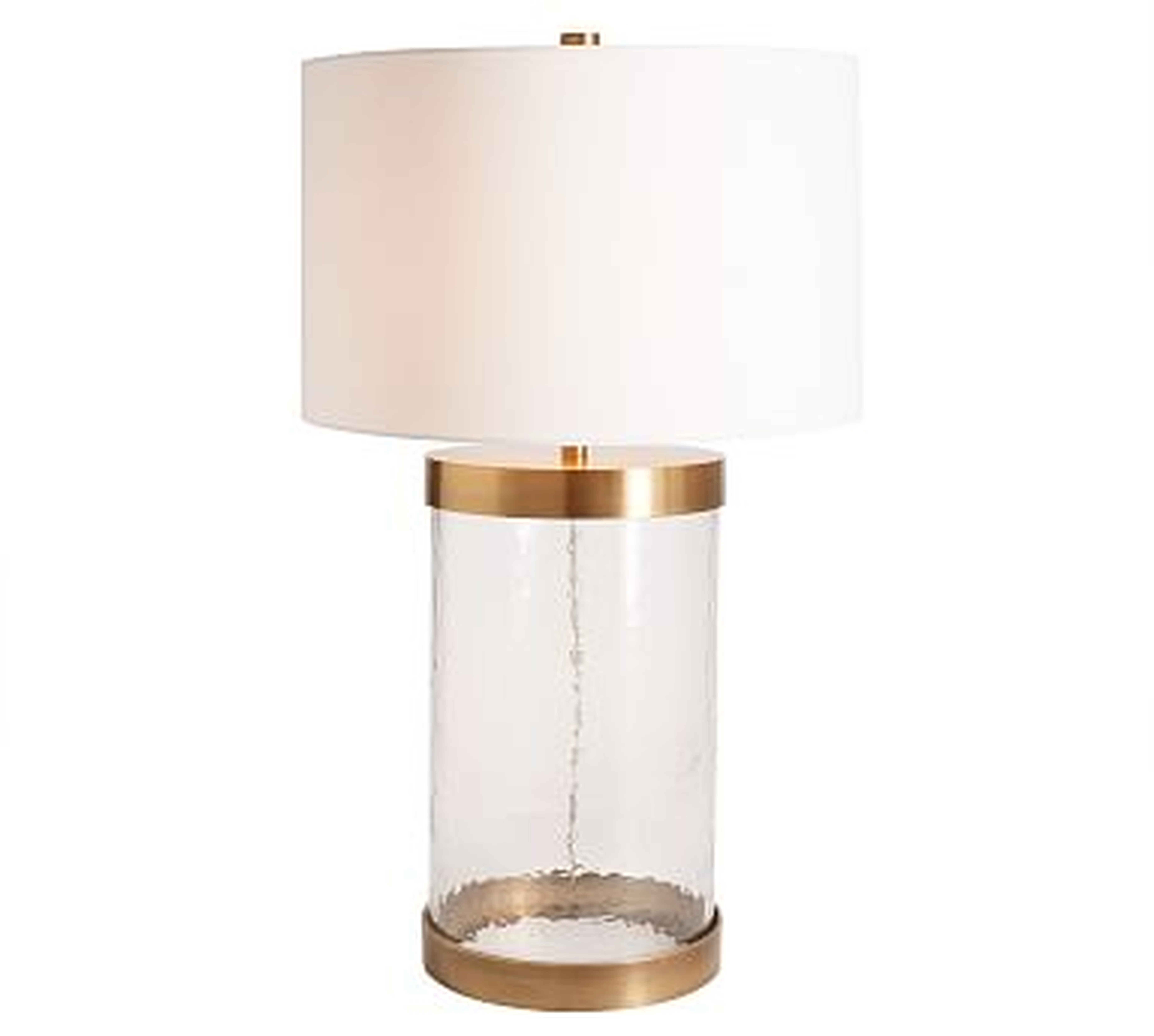 Murano Glass 31" Table Lamp &amp; X-Large Straight Sided Gallery Shade, Antique Brass Base/White Shade - Pottery Barn