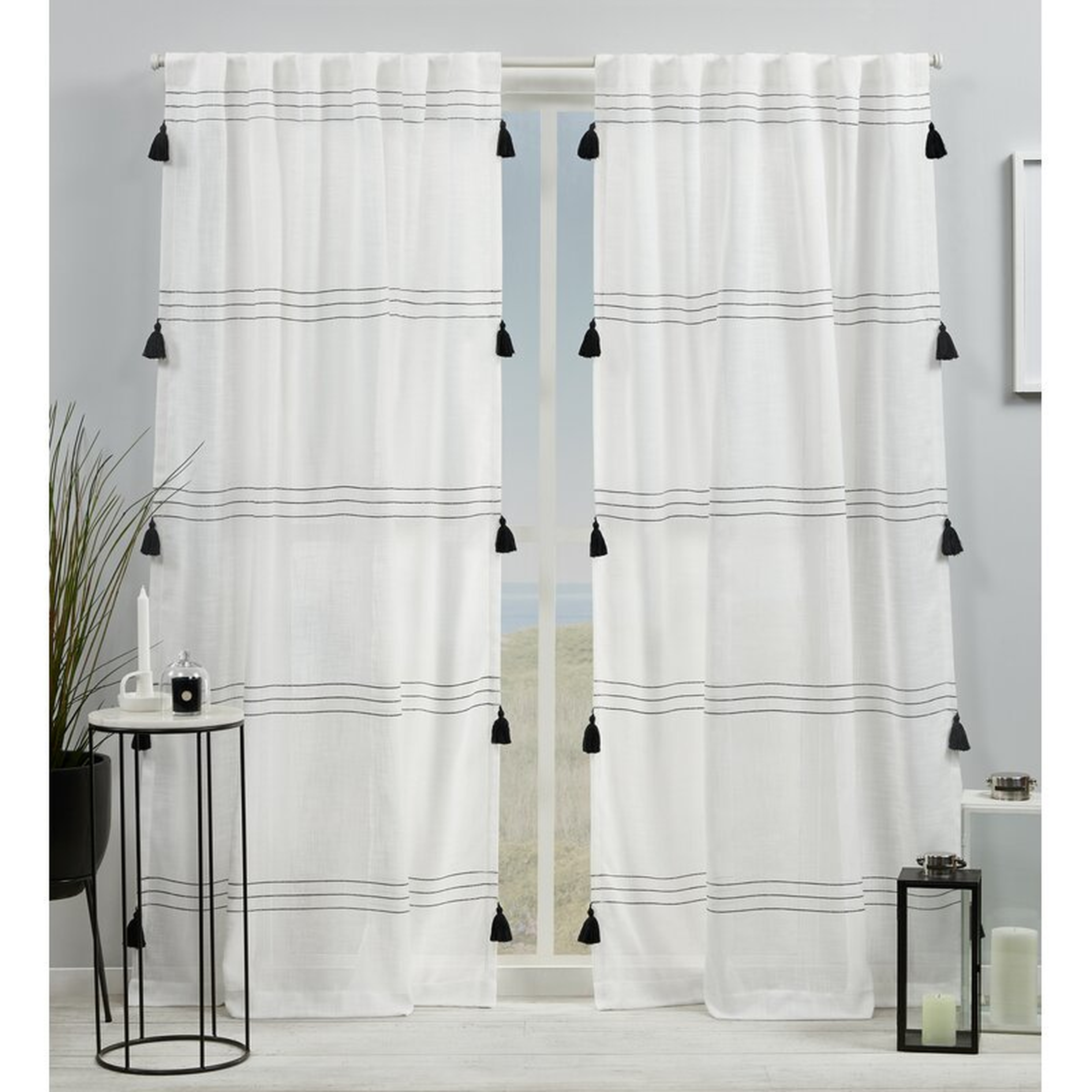 Kumsal Striped Semi Sheer Rod Pocket Curtain Panels (Set of 2) - Wayfair