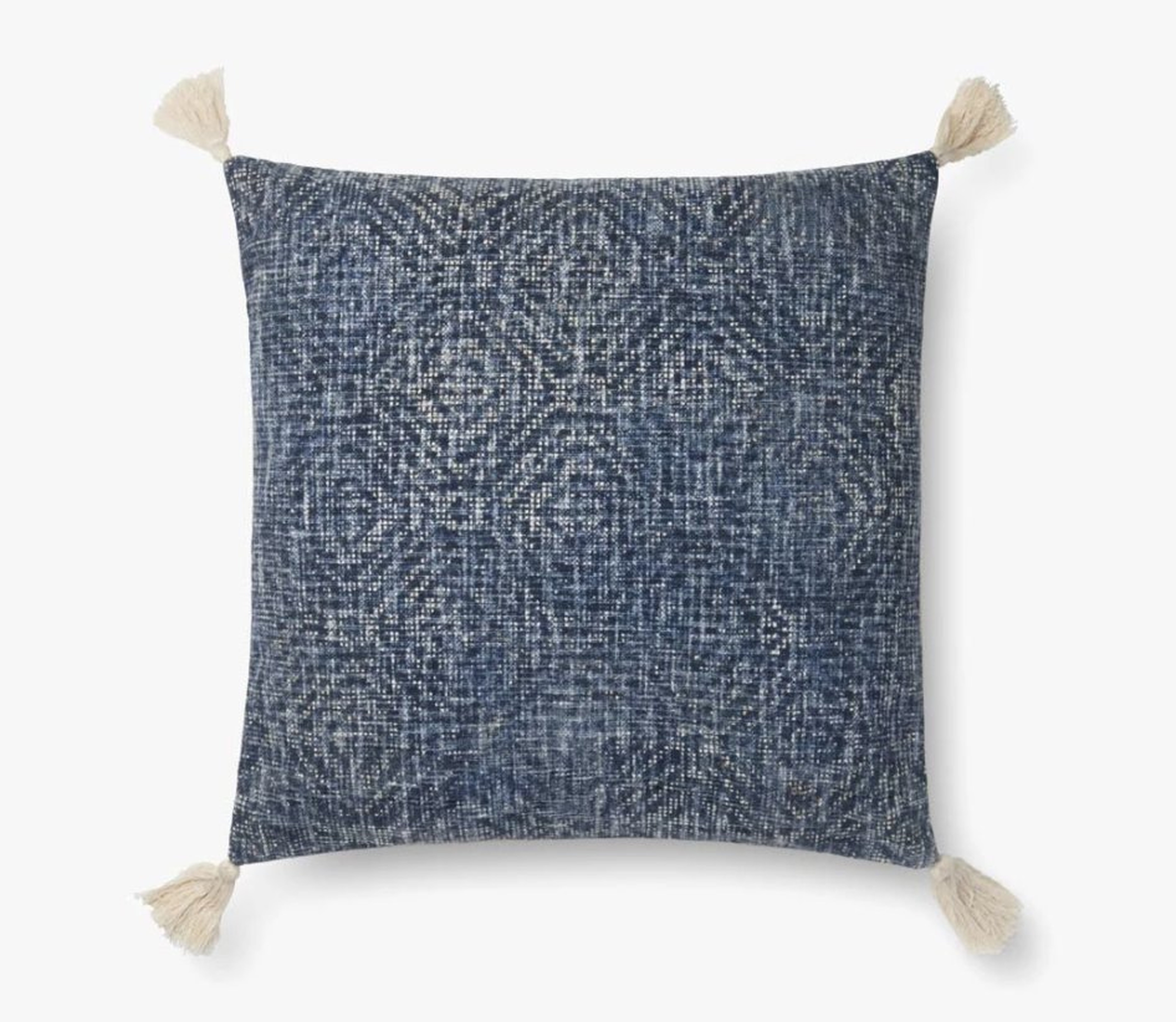 Blue Pillow - 22" X 22"  - with down insert - Loma Threads