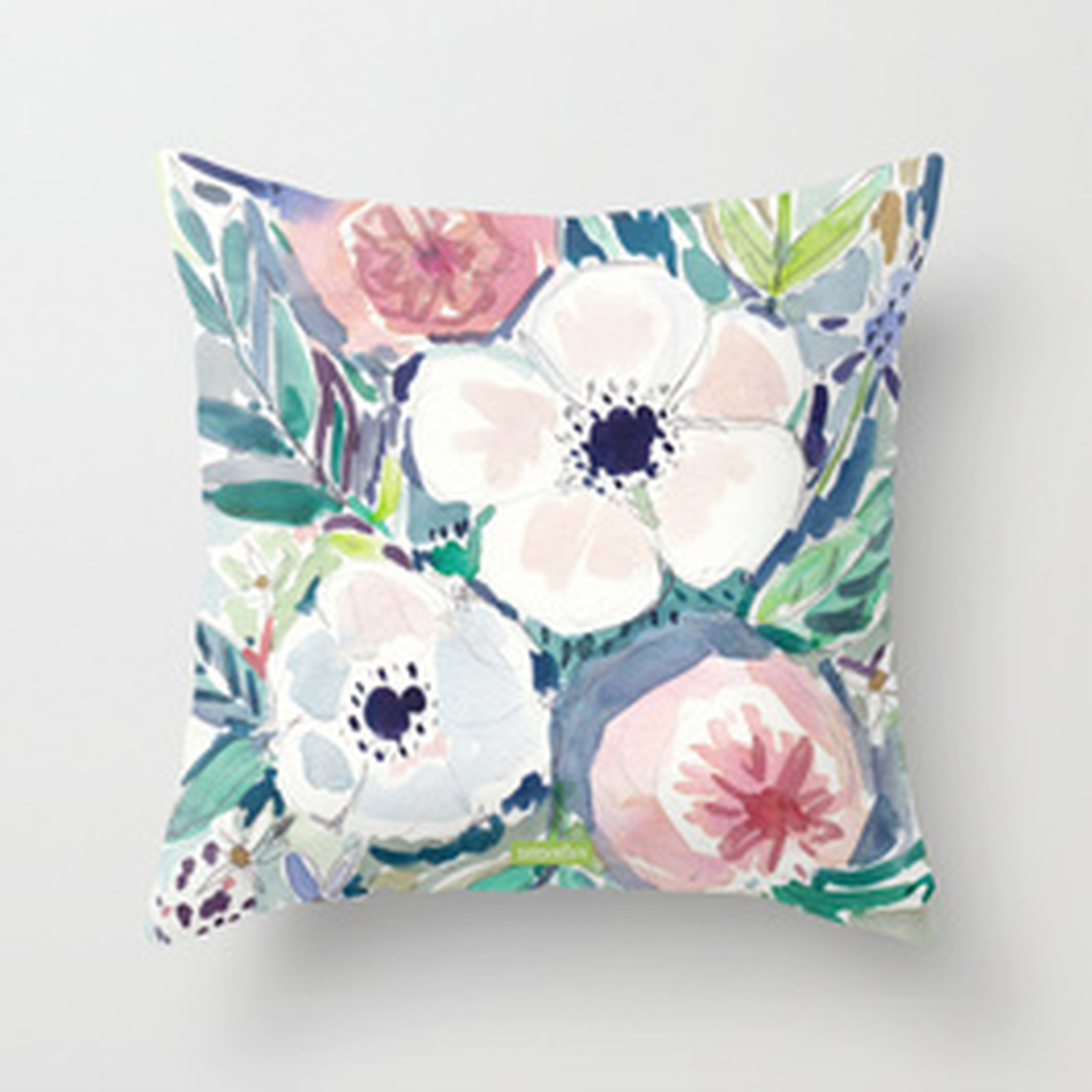 White Anemone Floral Throw Pillow - Society6