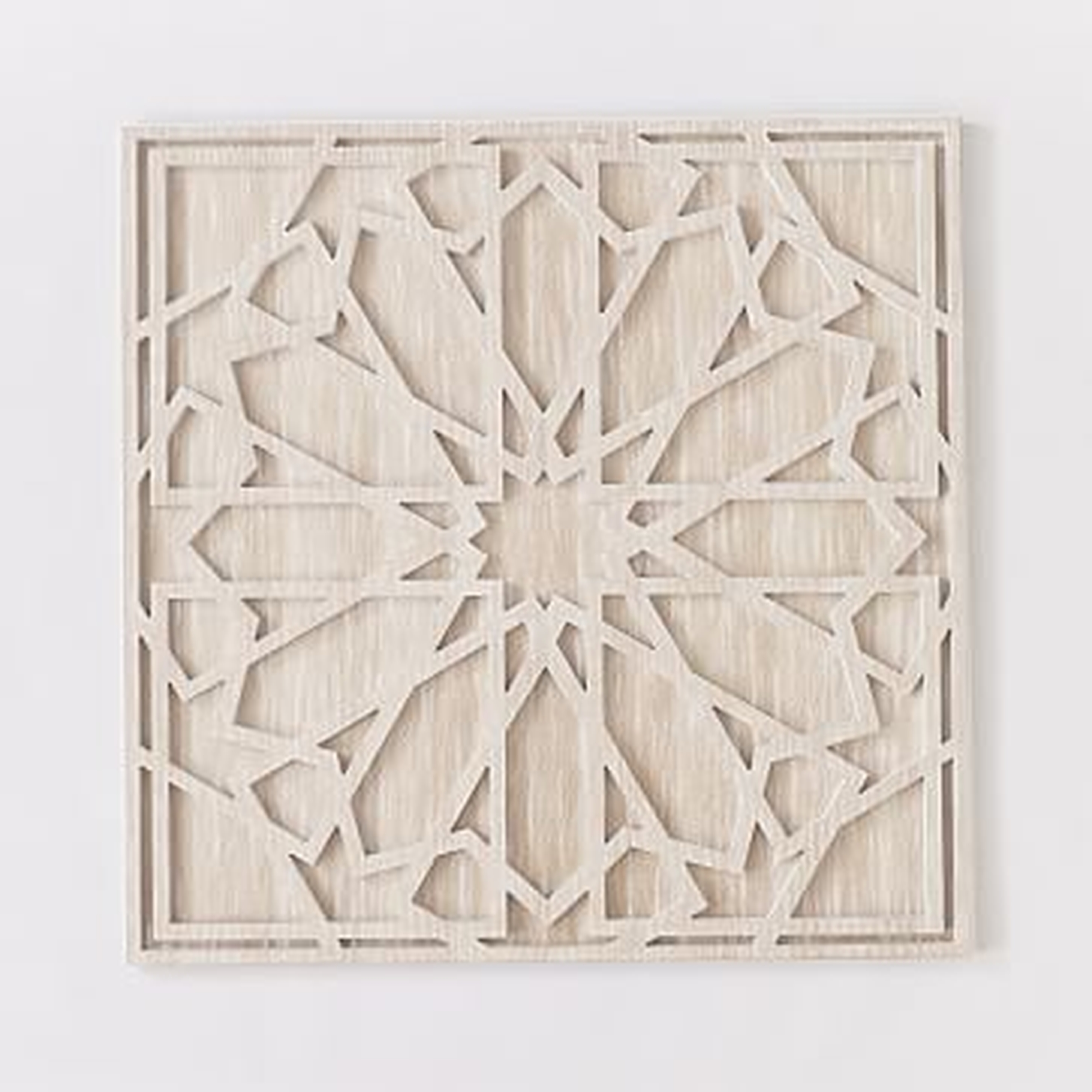 Graphic Wood Wall Art, Whitewashed, Square, Individual - West Elm