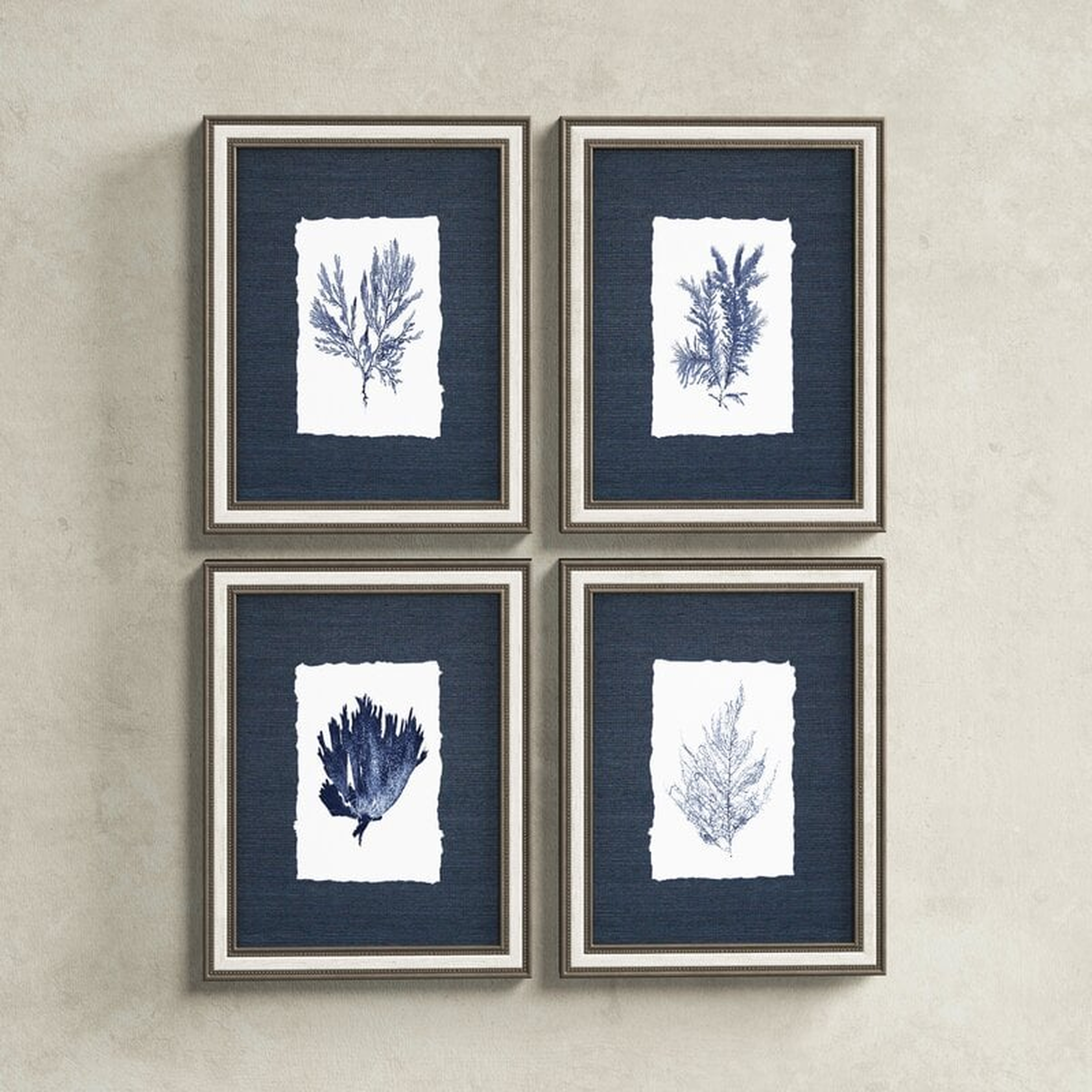 Garrett 'Coral' - 4 Piece Picture Frame Graphic Art Print Set on Fabric - Birch Lane