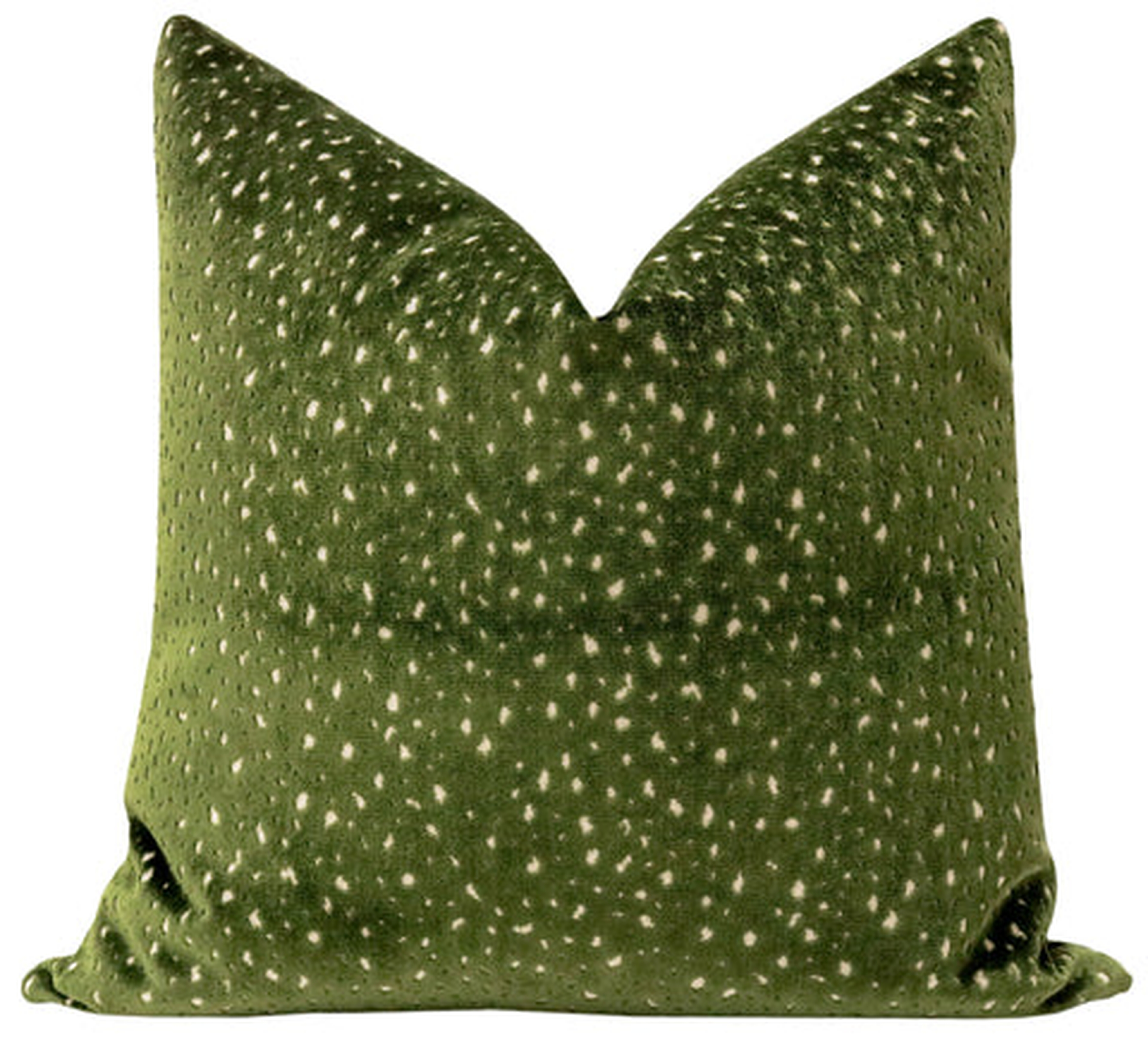 Antelope Cut Velvet Pillow Cover, Olive, 20" X 20" - Little Design Company
