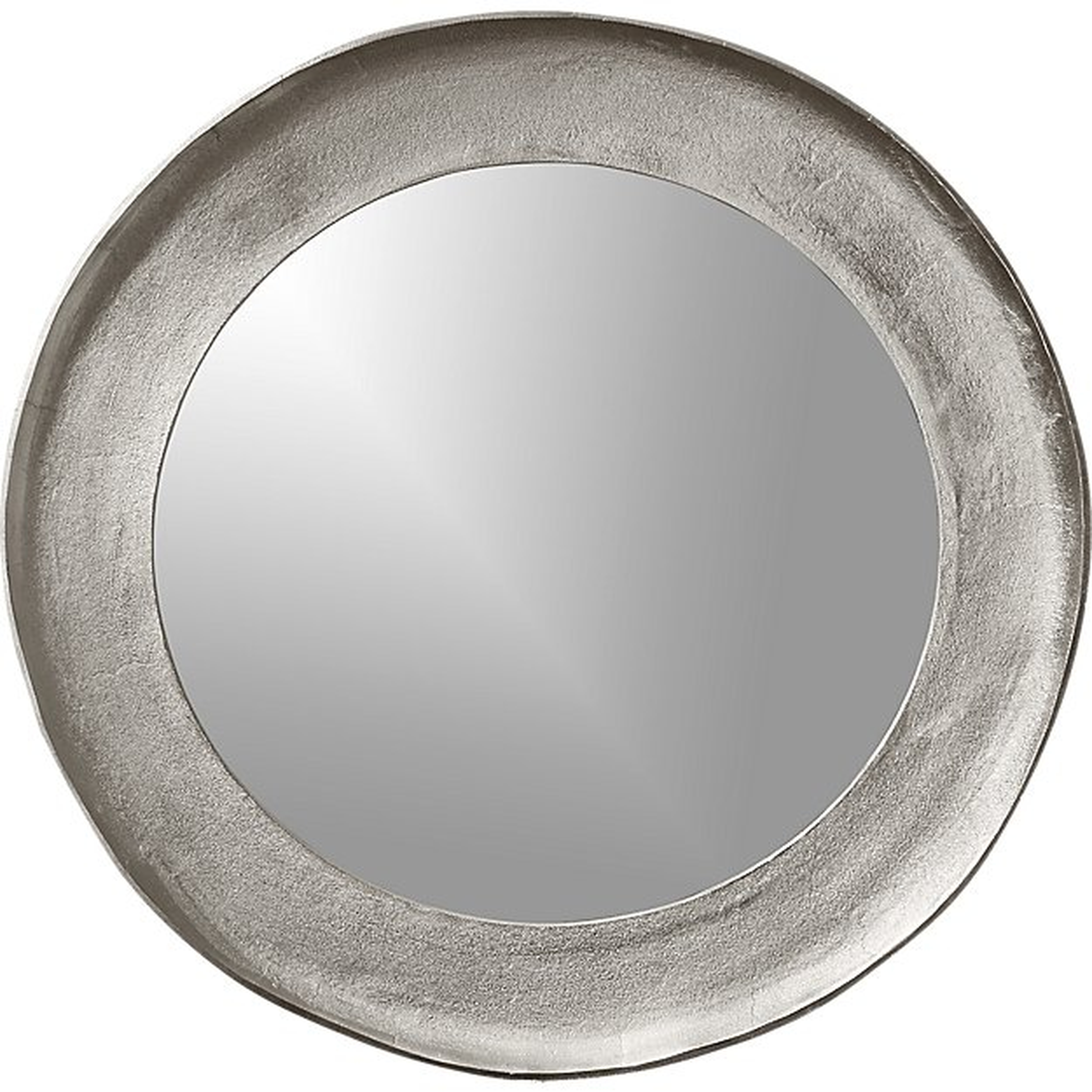 chev rough cast round silver mirror - CB2
