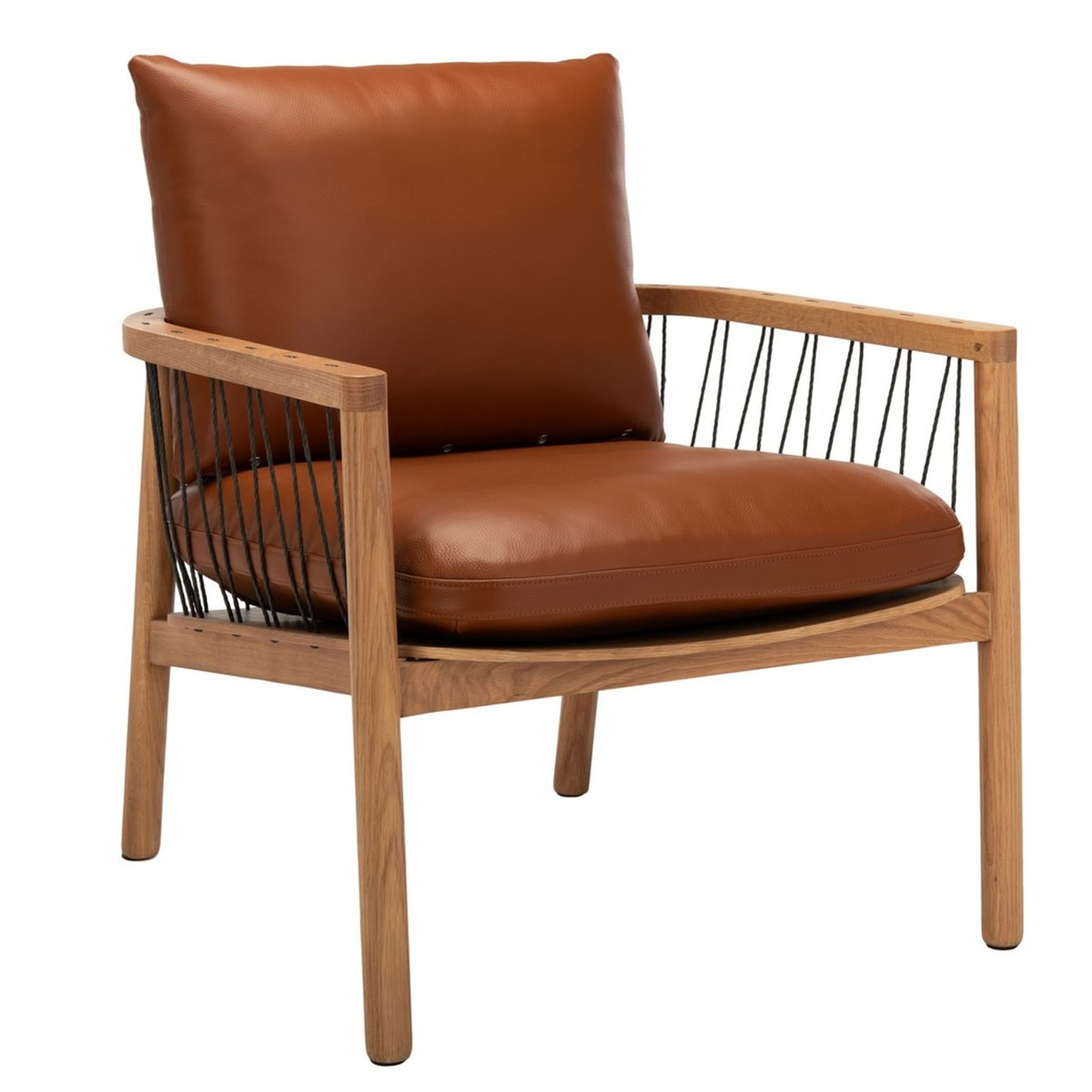 Caramel Mid-Century Leather Chair - Arlo Home