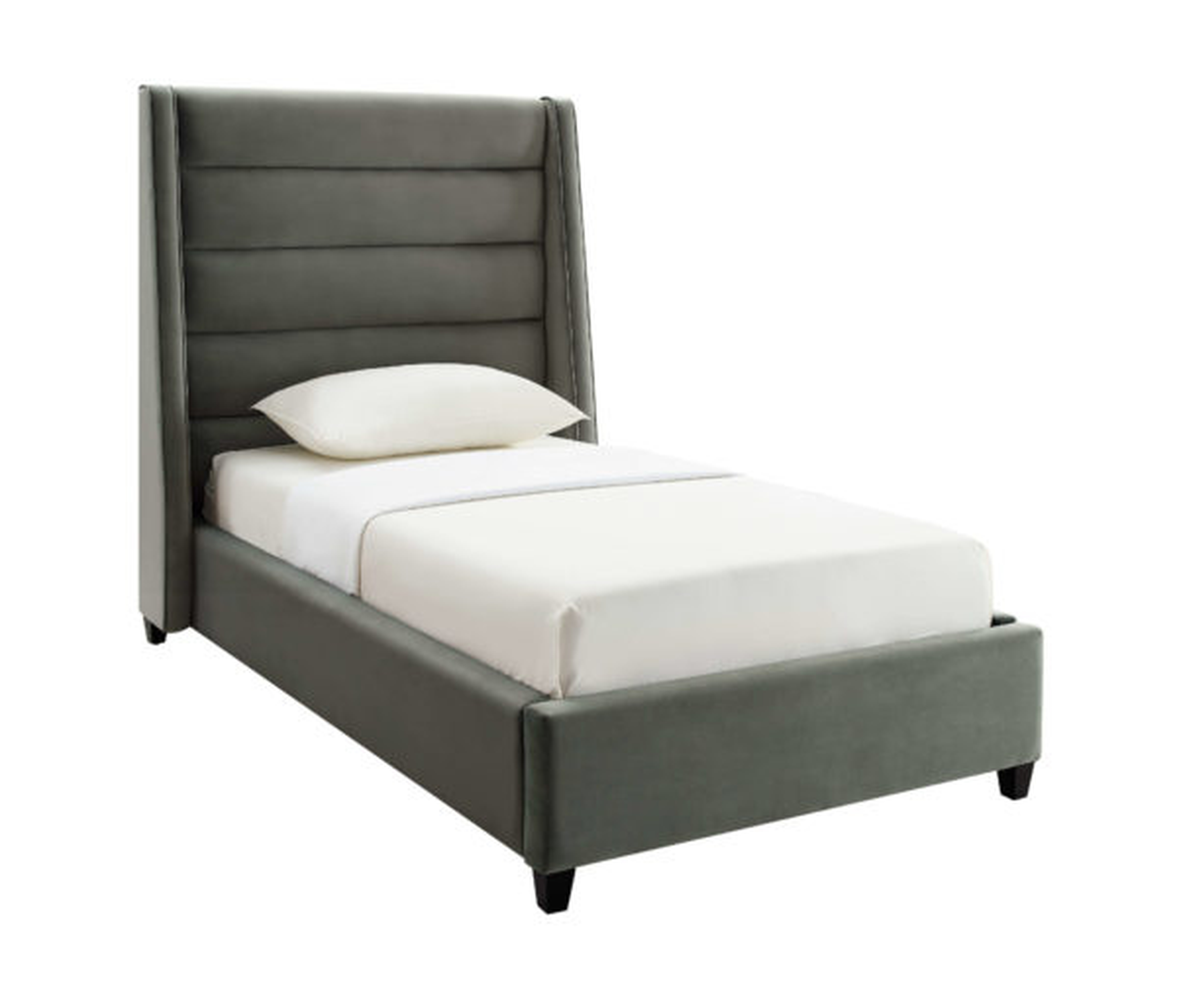 Koah Grey Velvet Bed in Twin - Maren Home