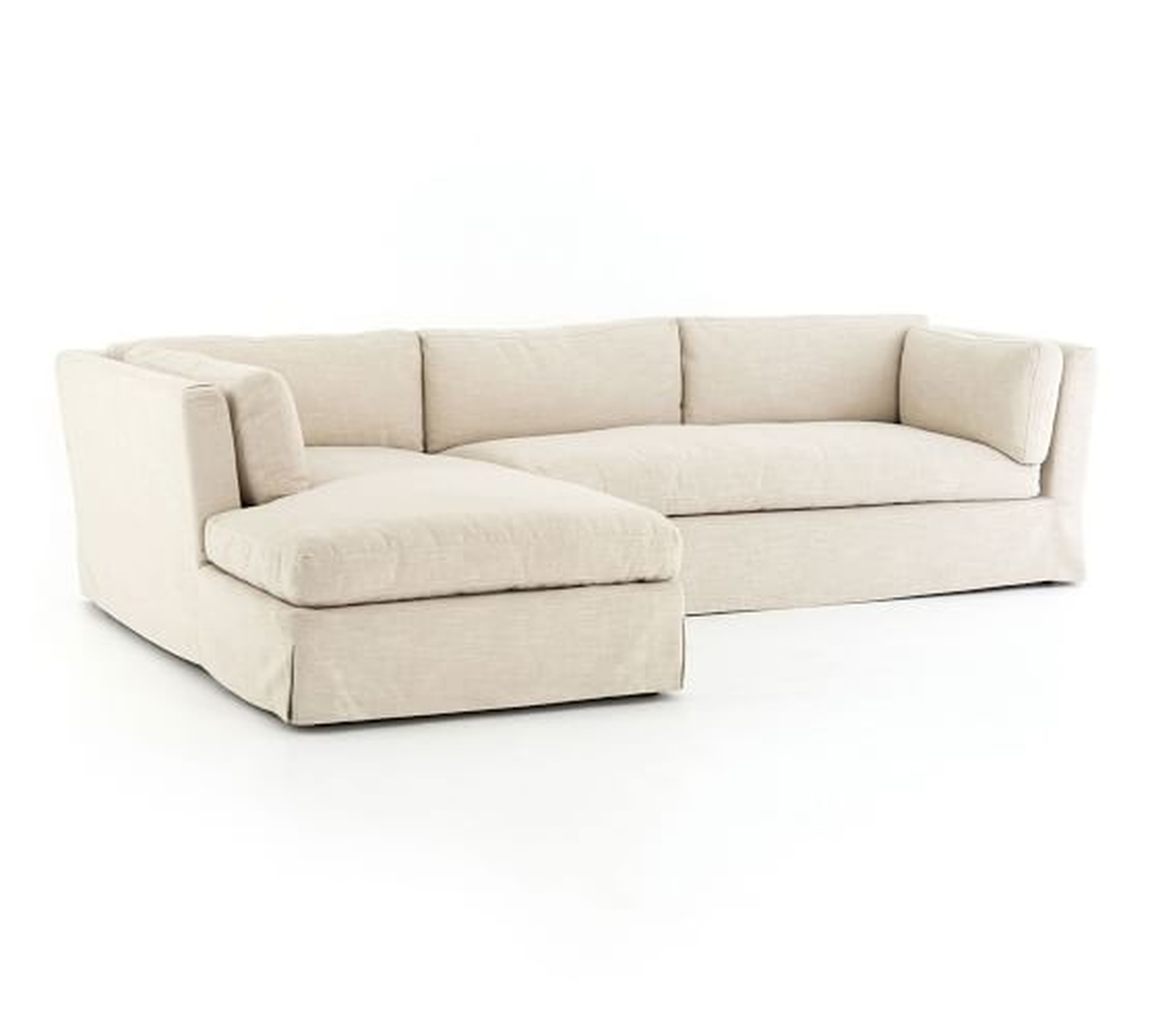 Dawn Slipcovered Right Arm Sofa with Left Chaise Sectional - Pottery Barn