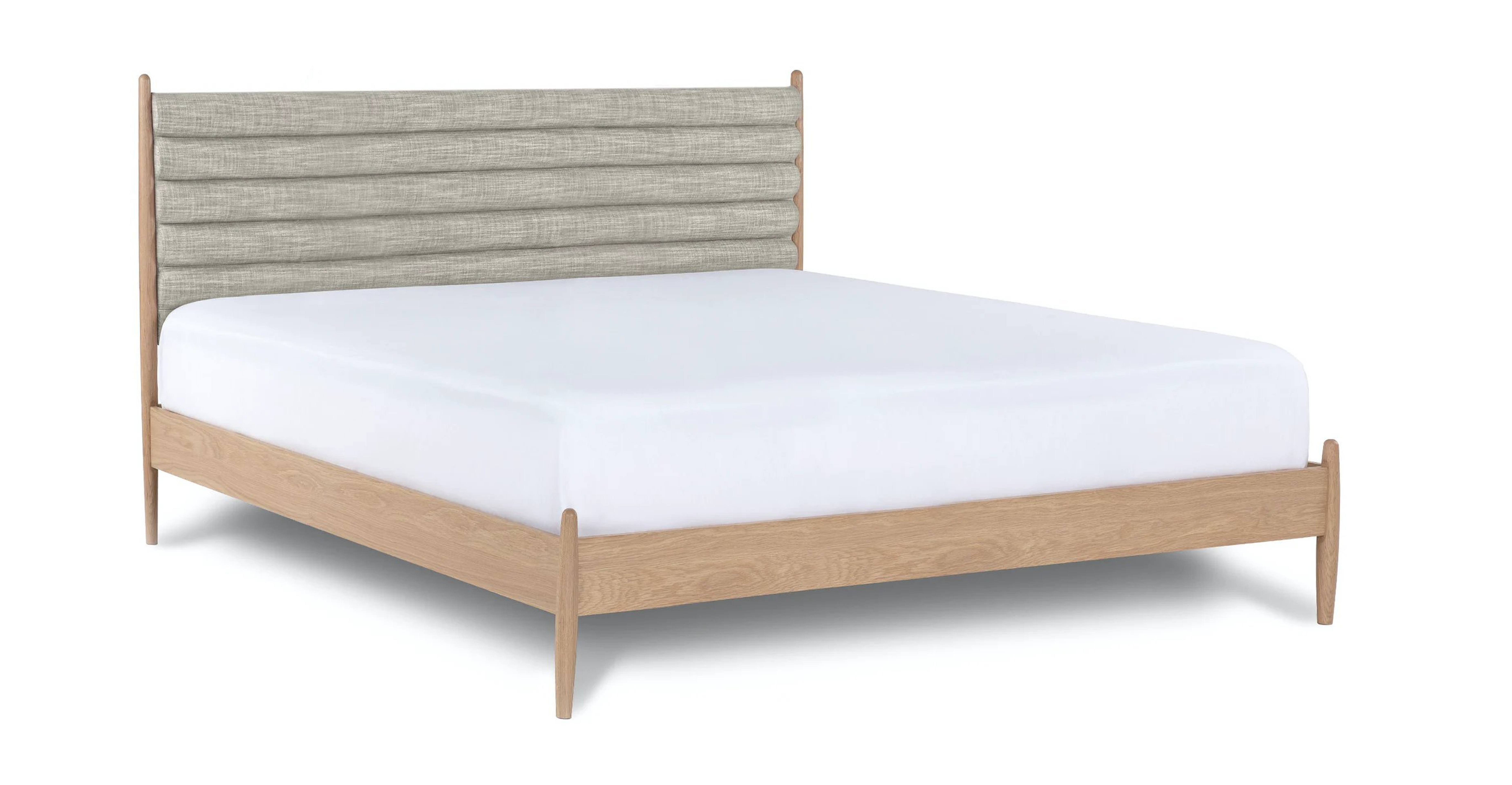 Lenia King Upholstered Bed - White Oak and Rain Cloud Gray - Article
