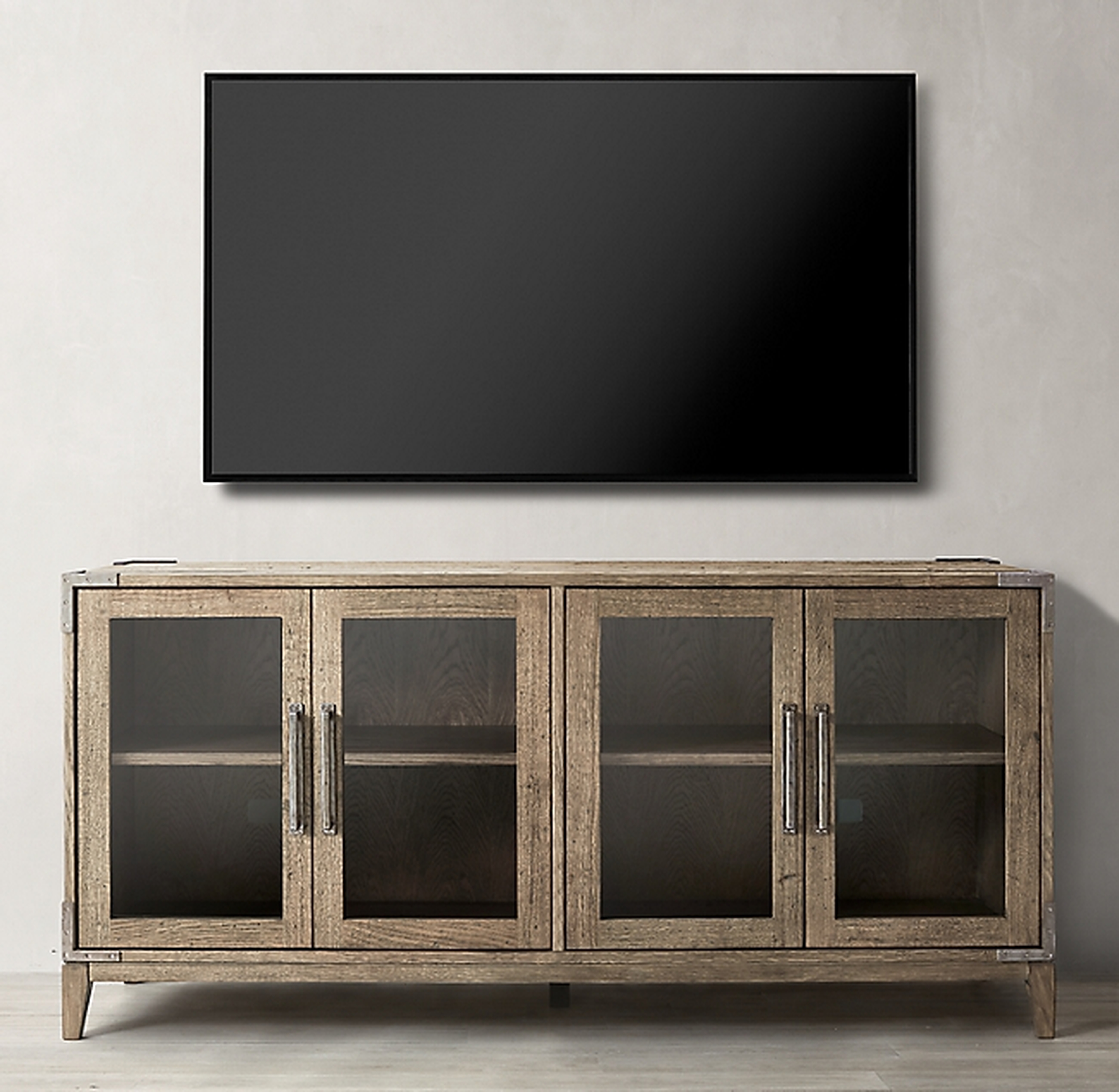CAYDEN CAMPAIGN GLASS 4-DOOR MEDIA CONSOLE - RH