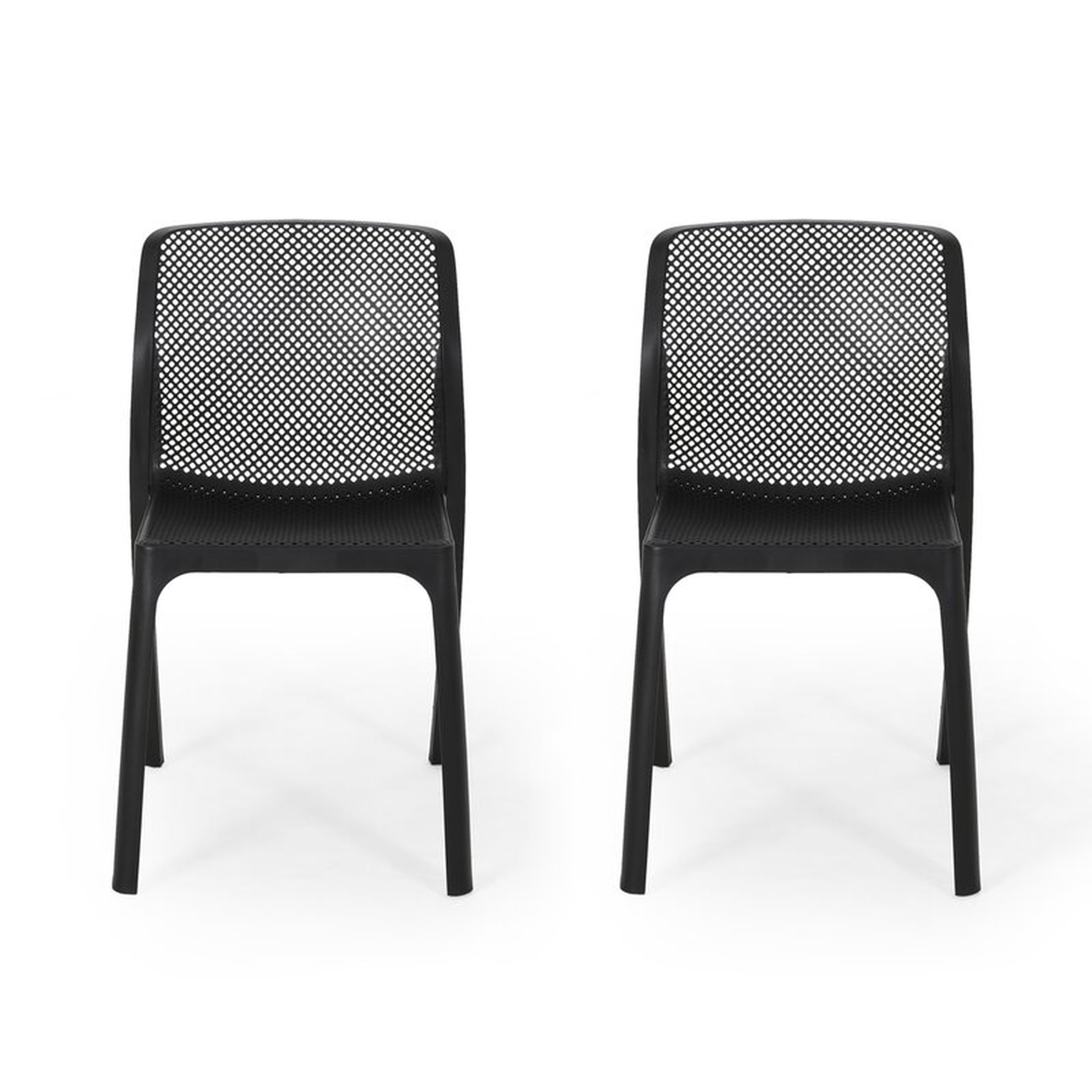 Tomalin Outdoor Stacking Patio Dining Chair (Set of 2), Black - Wayfair