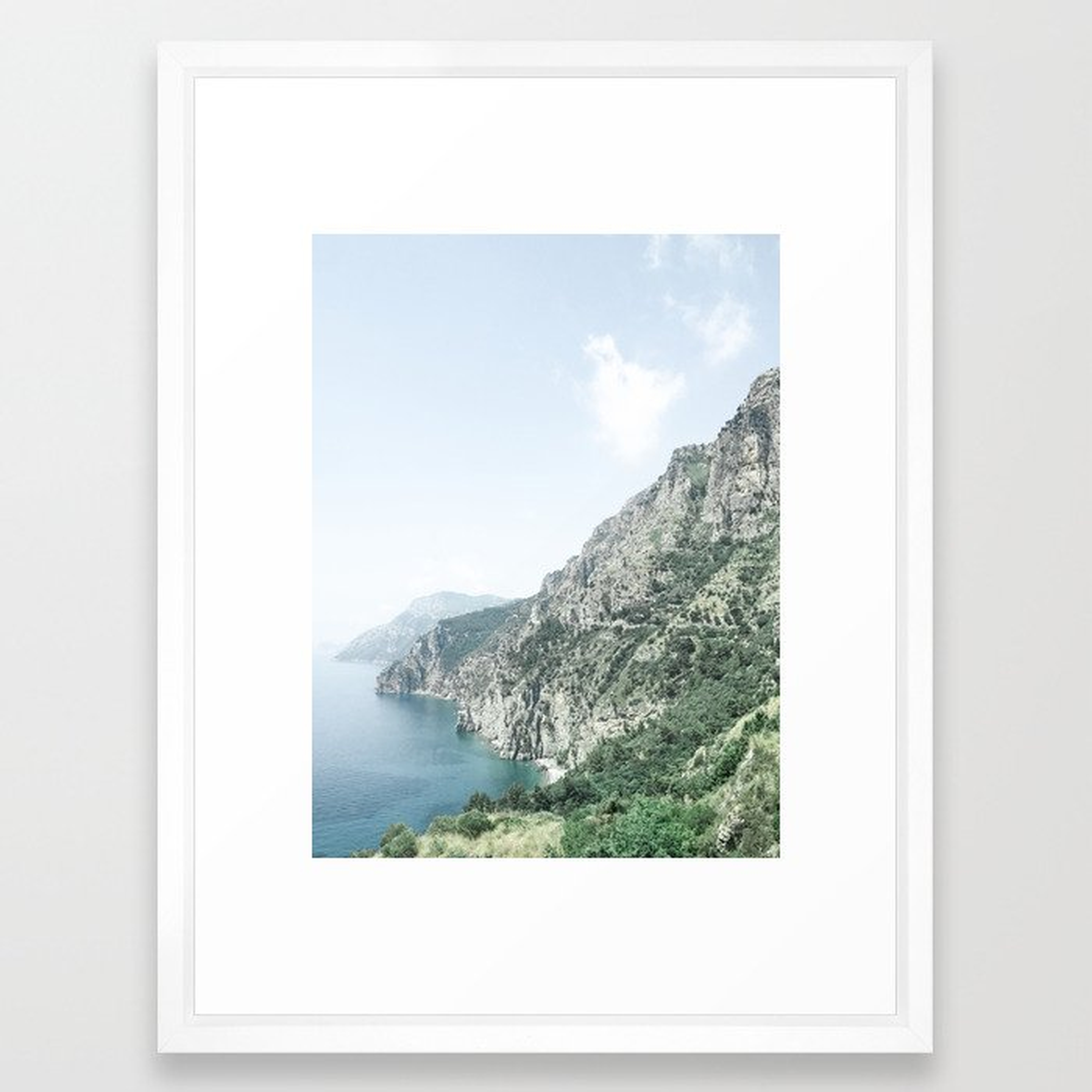 Summer Italian Coast Framed Art Print, vector white - Society6