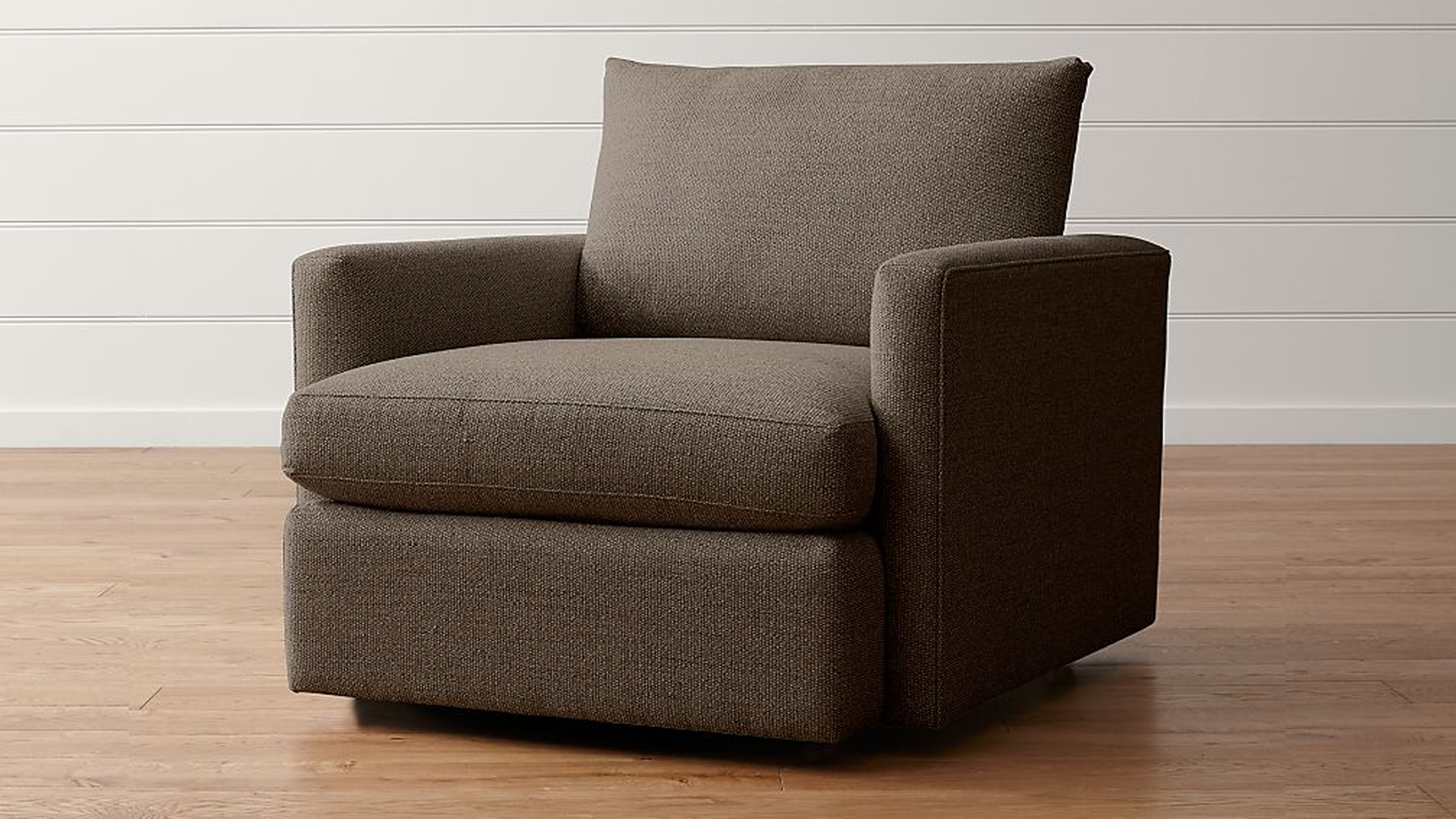 Lounge II Petite 360 Swivel Chair, Taft Truffle - Crate and Barrel