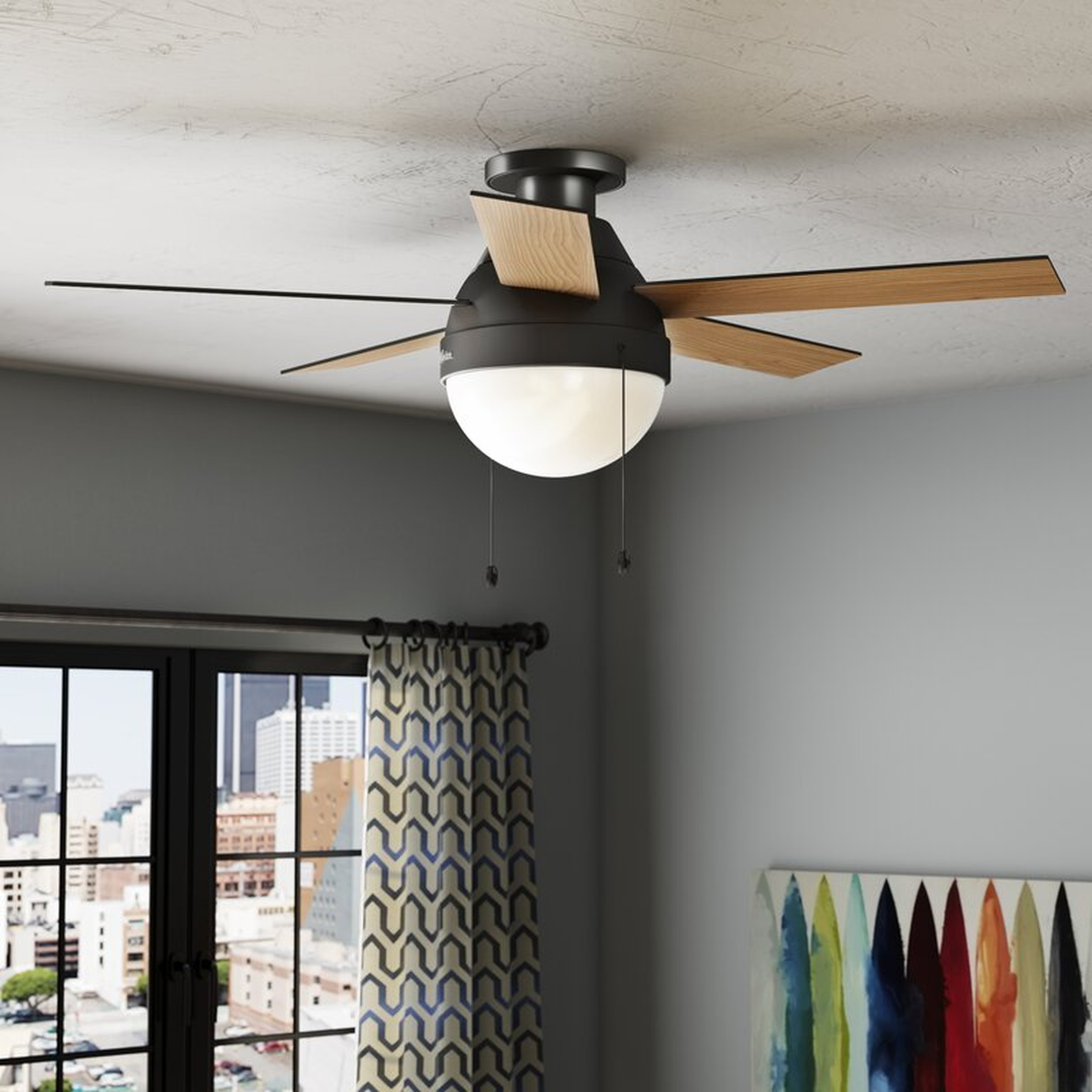 46'' Anslee 5 - Blade Flush Mount Ceiling Fan with Pull Chain and Light Kit Included - Wayfair