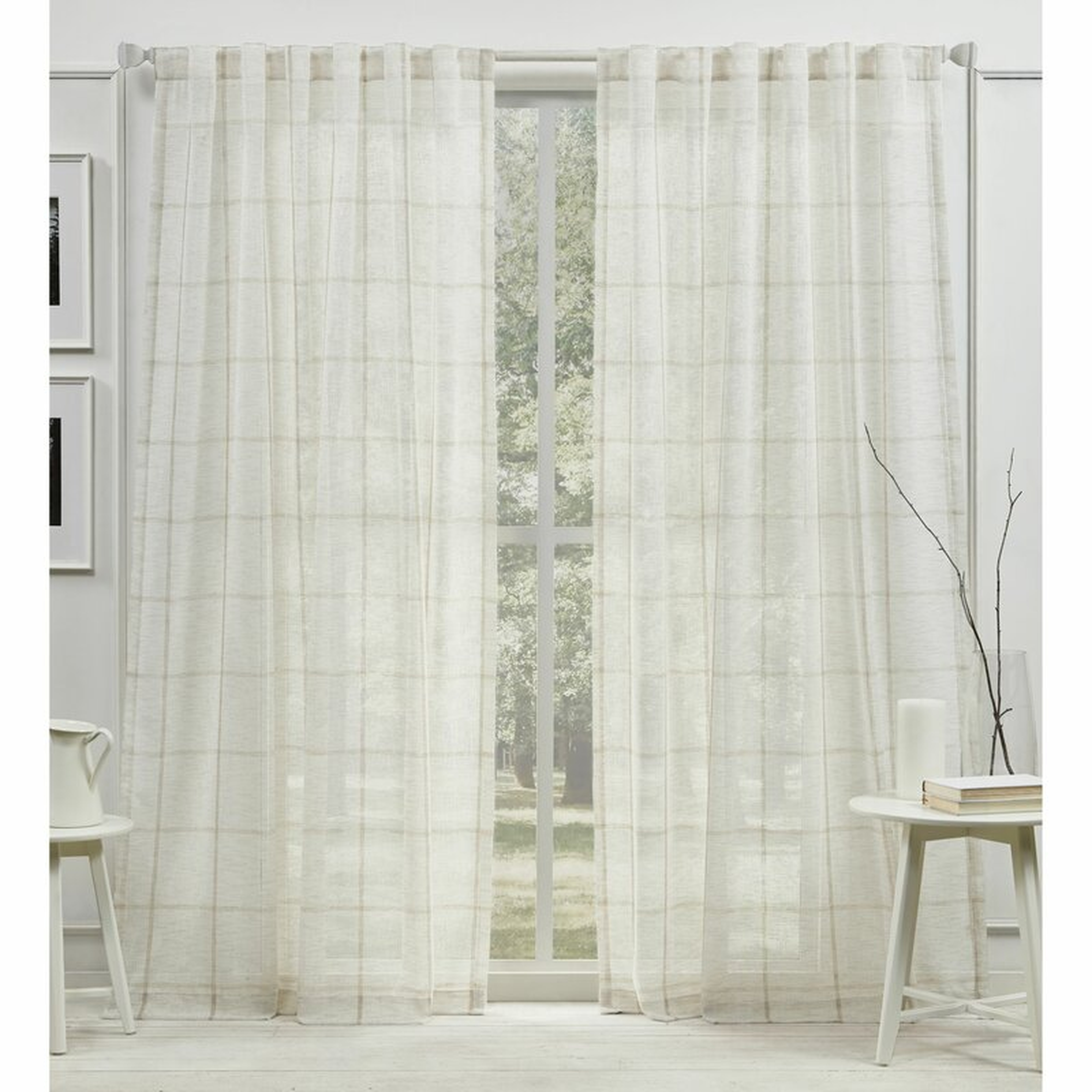 Rubin Linen Plaid Sheer Single Curtain Panel - Wayfair