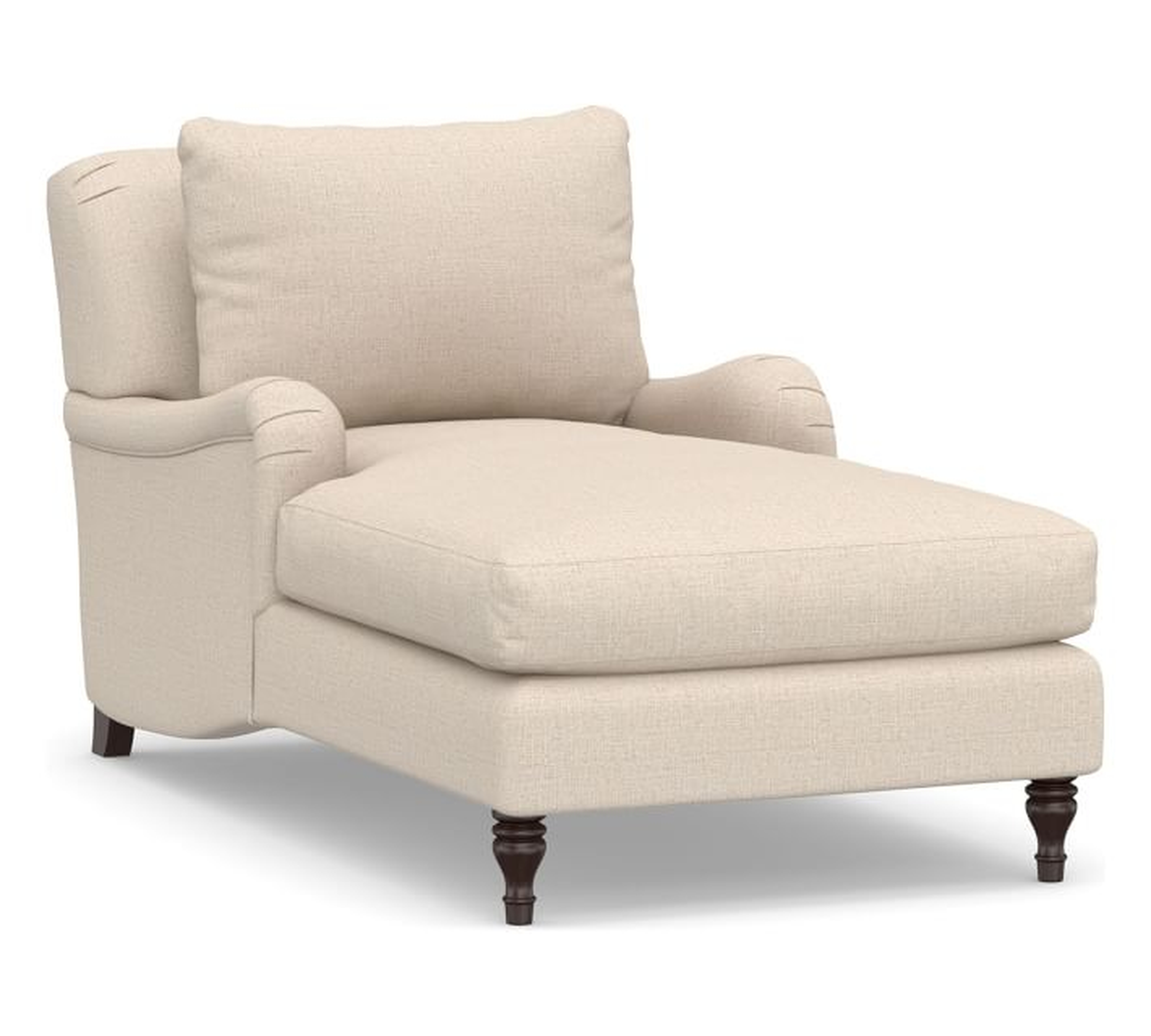 Carlisle English Arm Upholstered Chaise Lounge, Polyester Wrapped Cushions, Performance everydaylinen(TM) Oatmeal - Pottery Barn