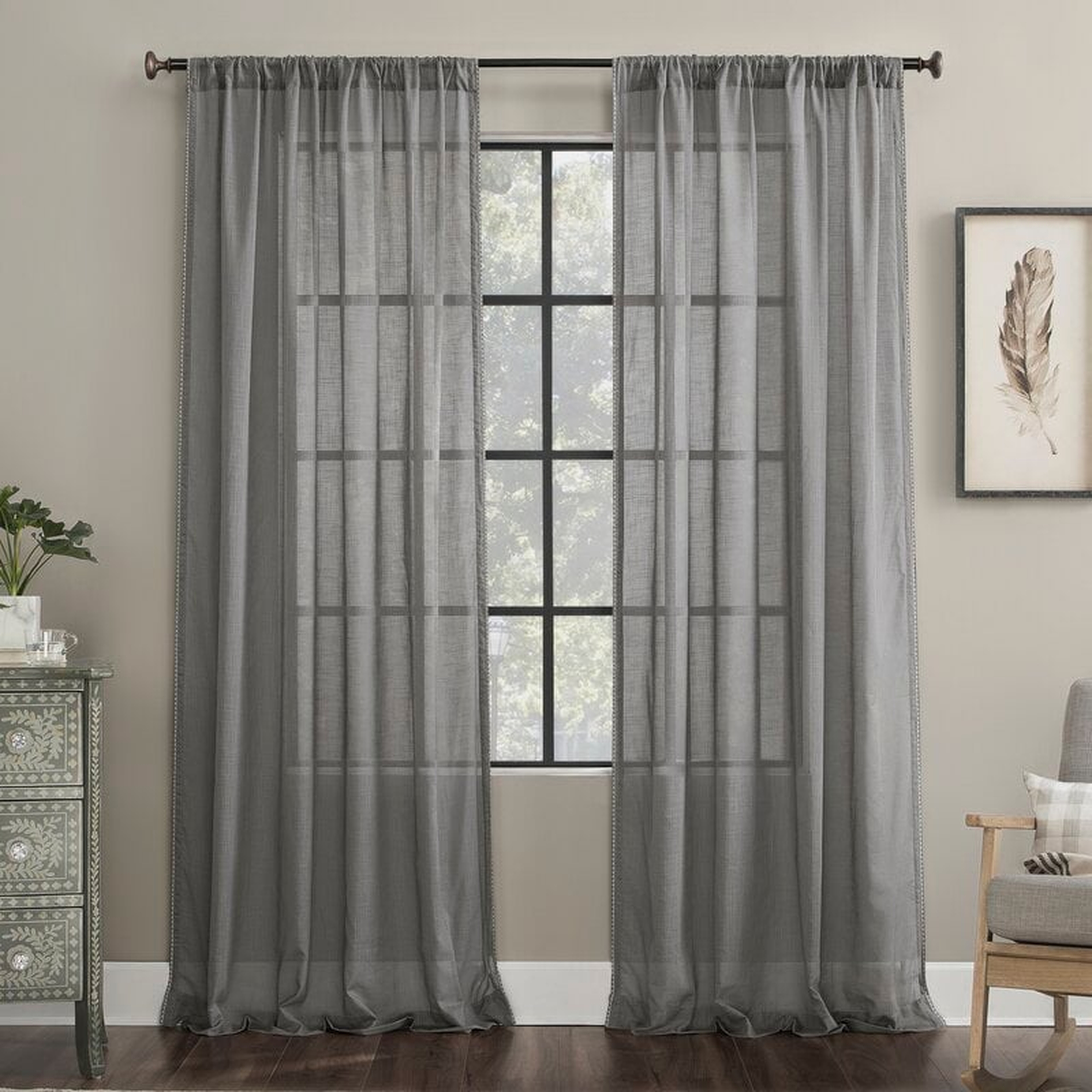 Shallenor Cotton Blend Solid Sheer Rod Pocket Single Curtain Panel - Wayfair