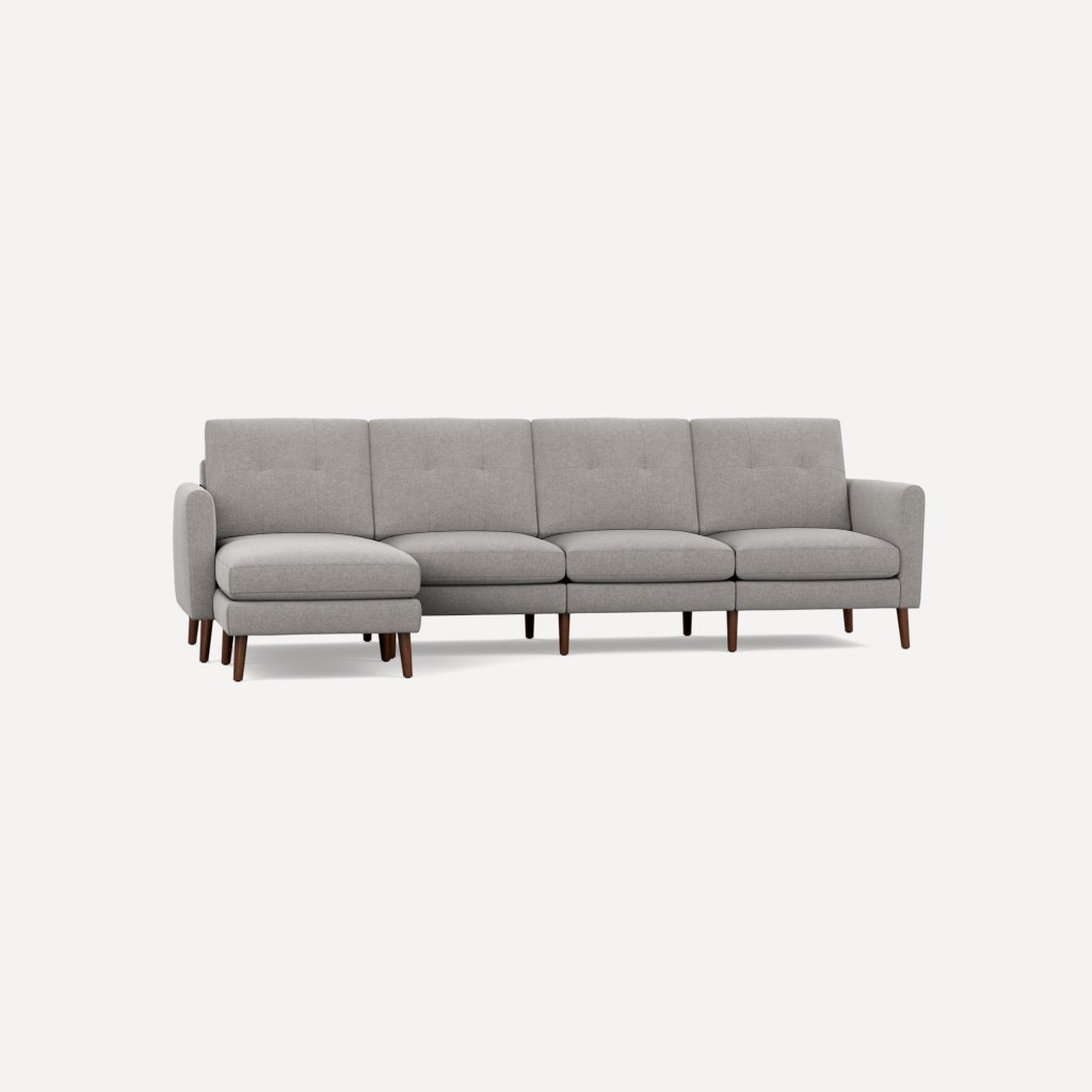 Nomad King Sectional - High Arms, Crushed Gravel Fabric, Dark Wood Legs, Chaise - Burrow