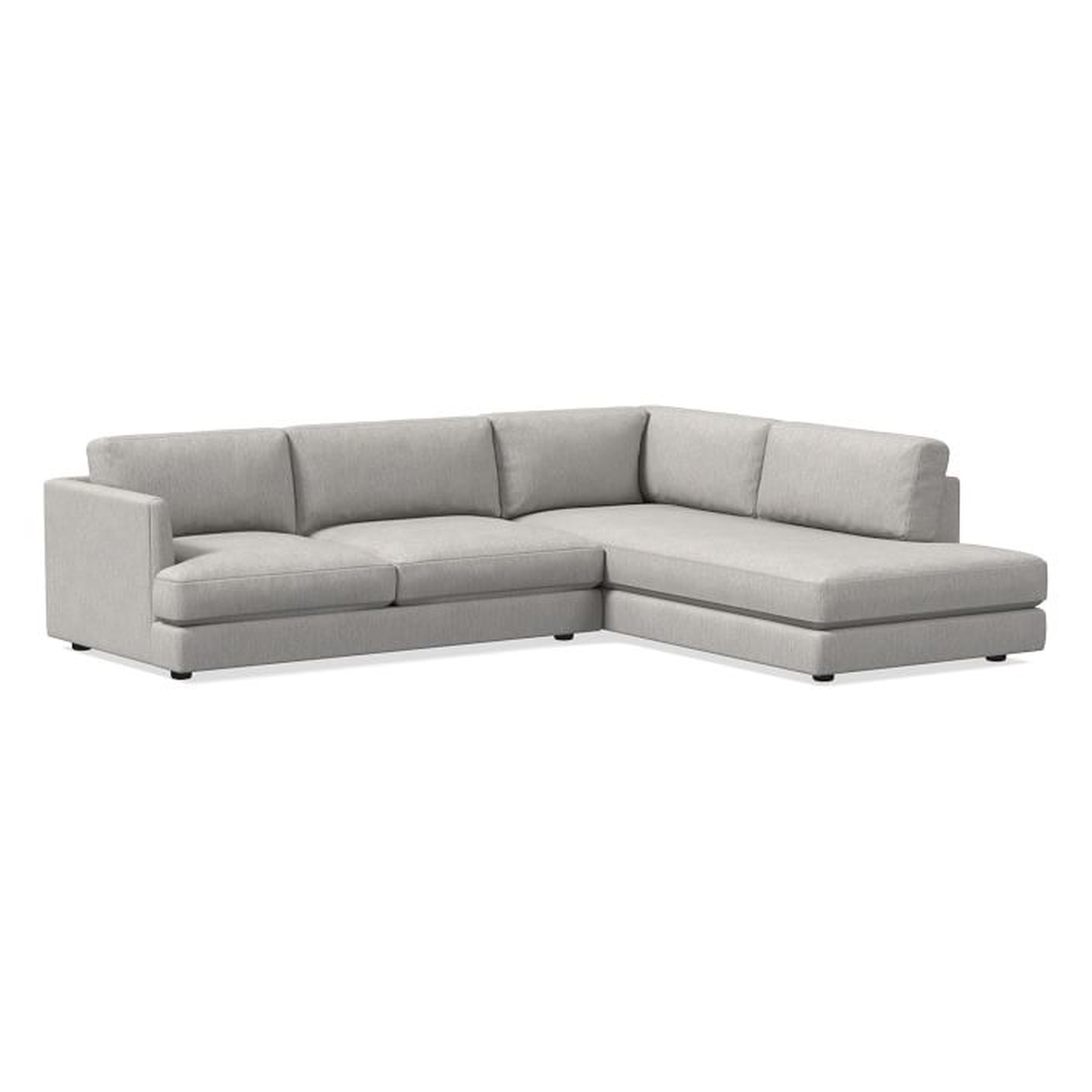 Harris Sectional Set 12: Right Arm 75" Sofa, Left Arm Terminal Chaise, Poly, Chenille Tweed, Irongate, - West Elm