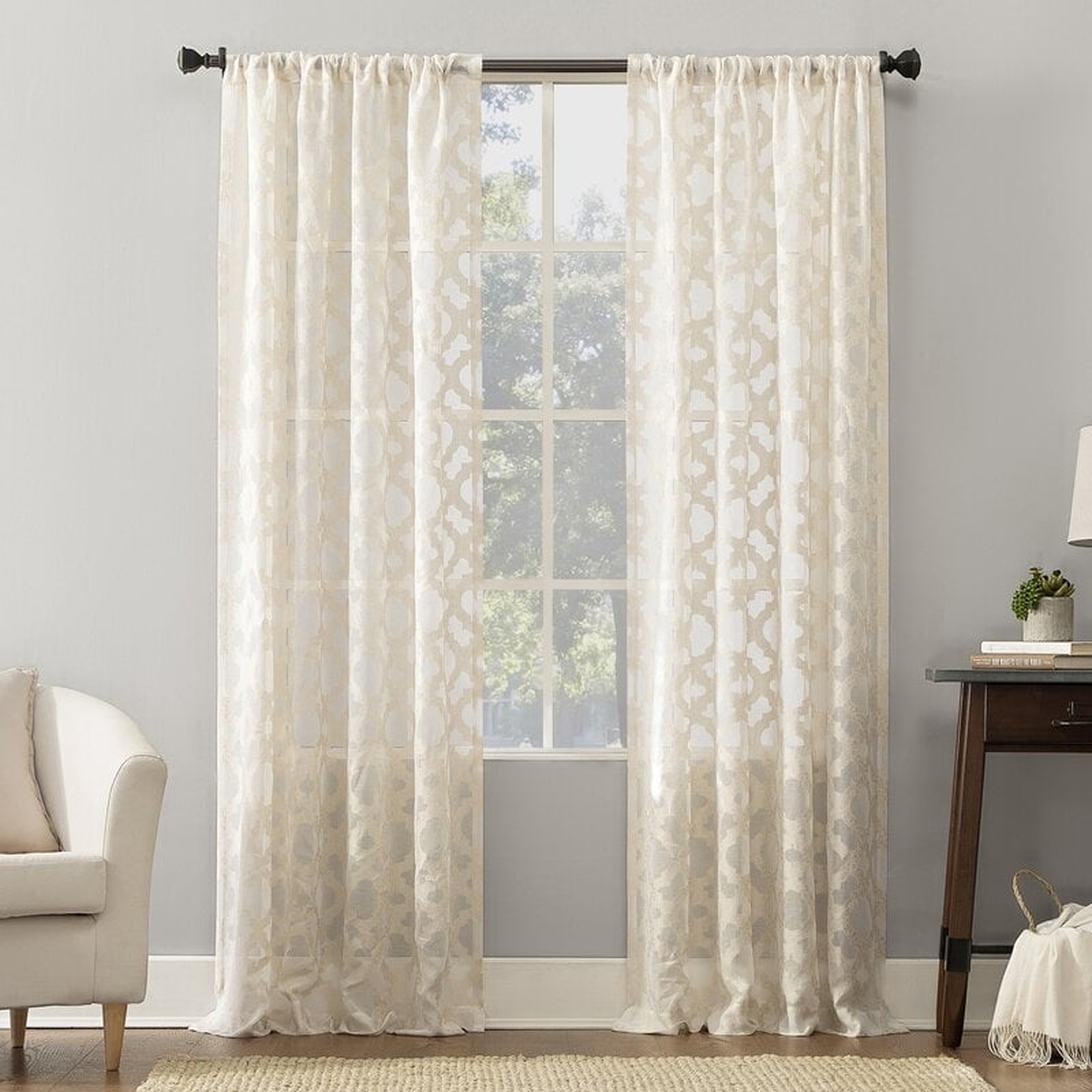 Maira Trellis Geometric Sheer Rod Pocket Single Curtain Panel - Wayfair