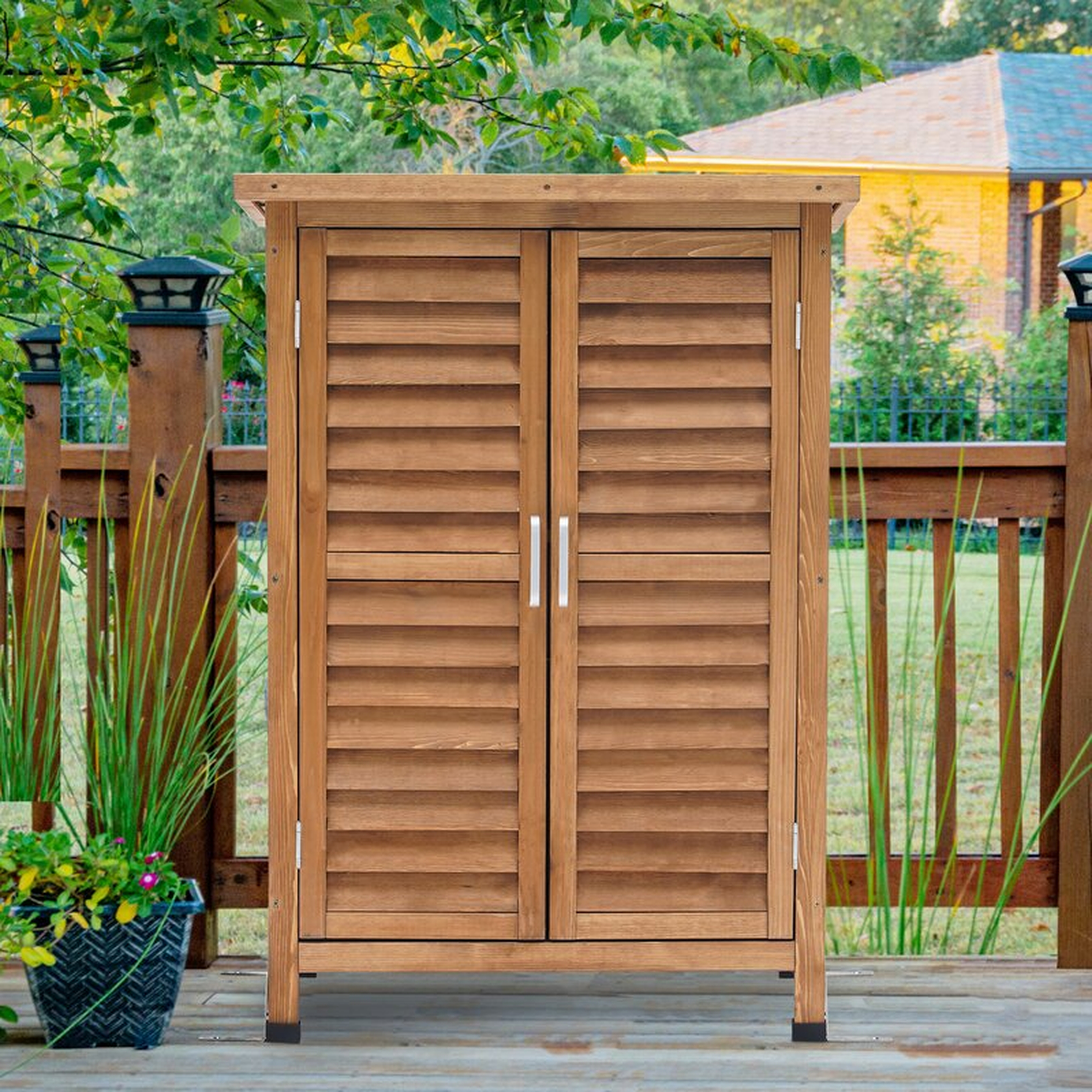24.6" W x 18" D Solid Wood Vertical Tool Shed - Wayfair