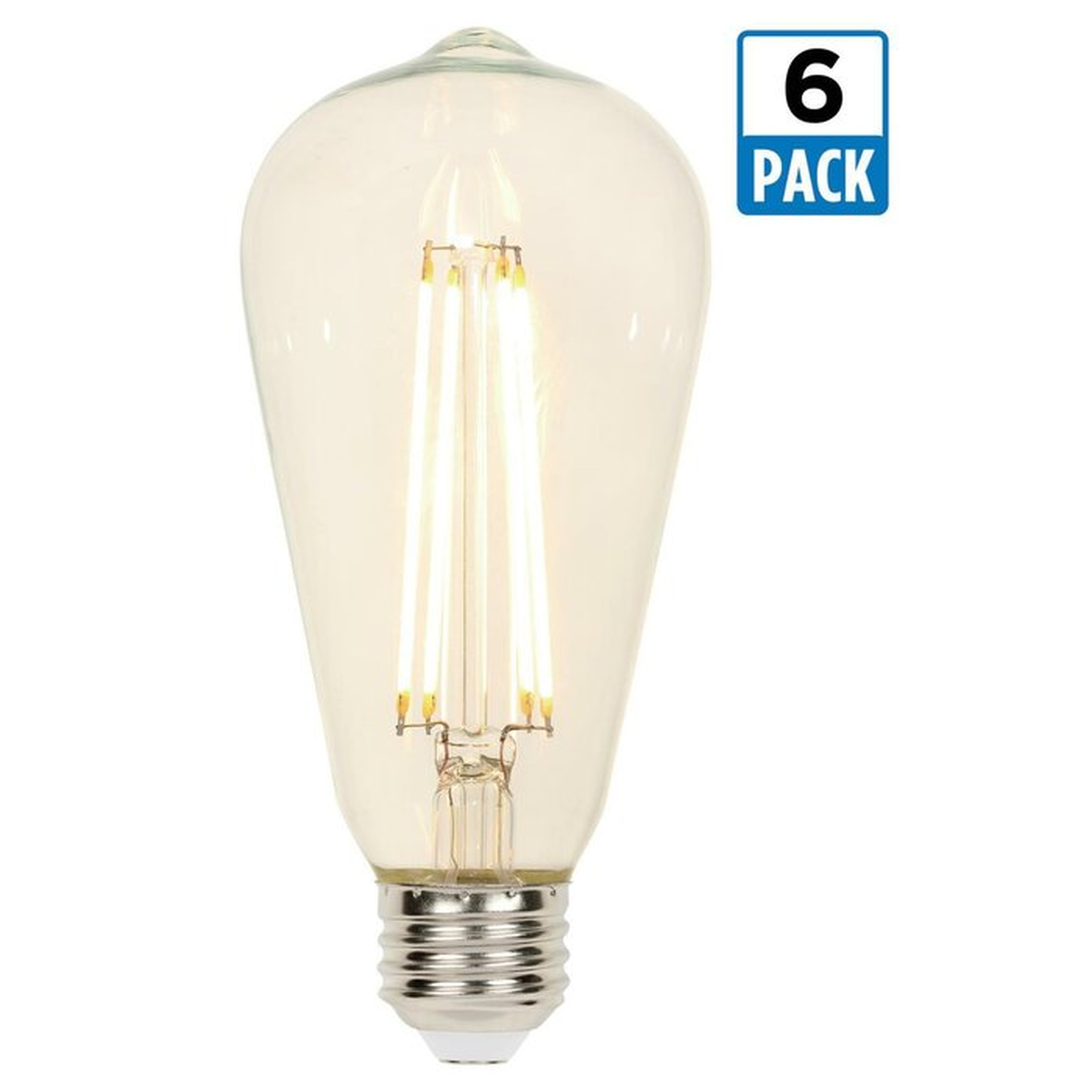 60 Watt Equivalent, ST20 LED, Dimmable Light Bulb, Warm White (2700K) E26 Base (Set of 6) - Wayfair