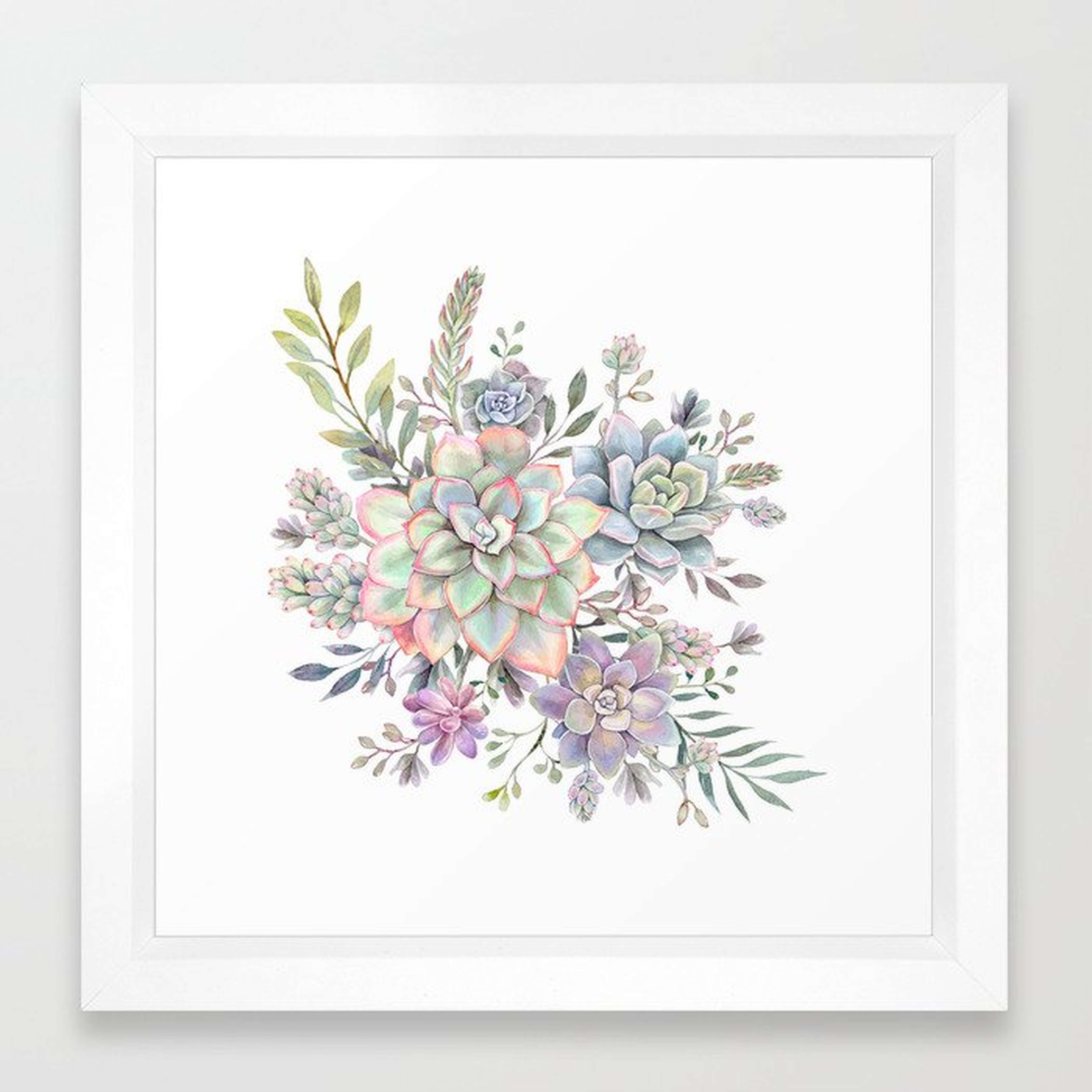 succulent watercolor 8 Framed Art Print - Society6