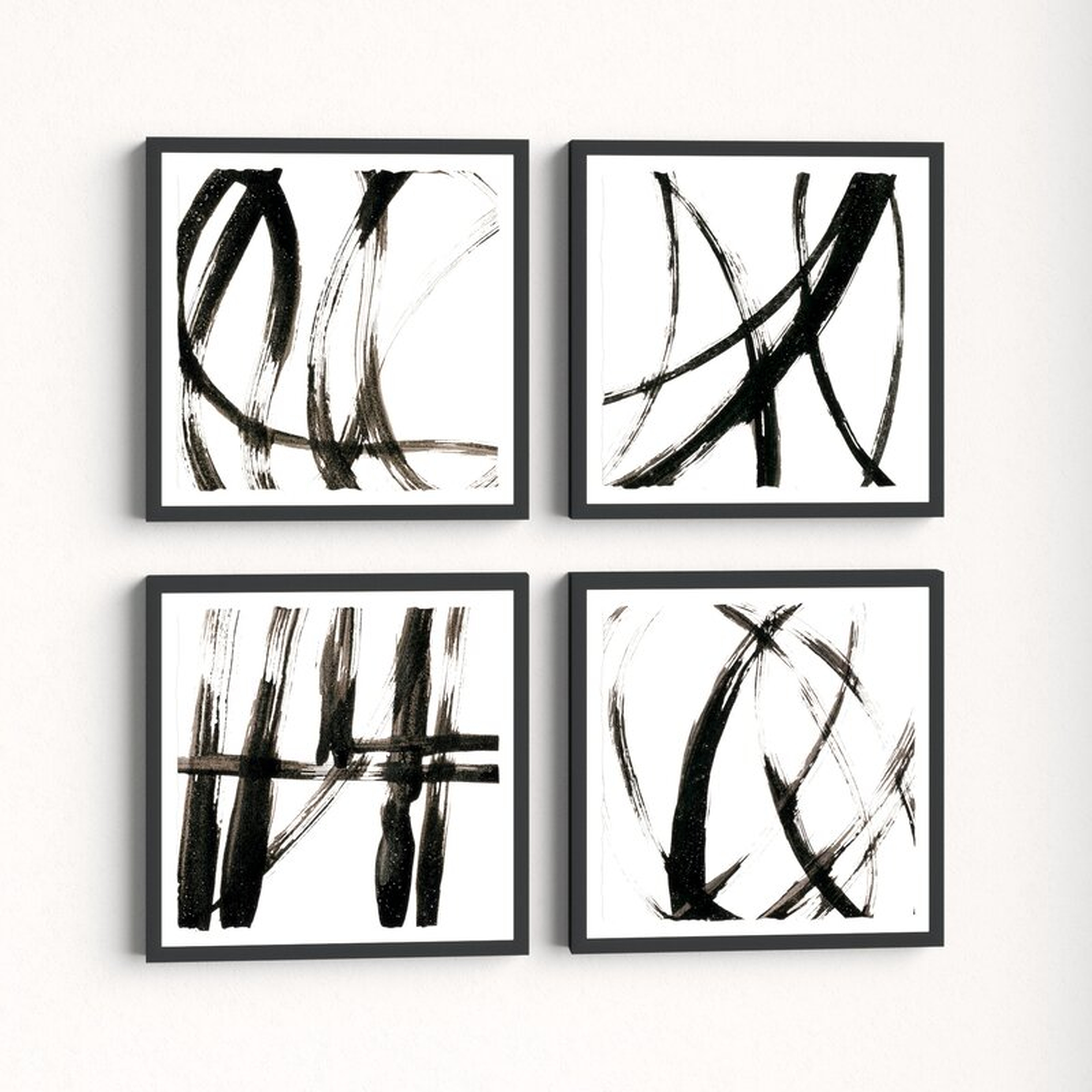 'Linear Expression Quadriptych' - 4 Piece Picture Frame Print Set on Paper - AllModern