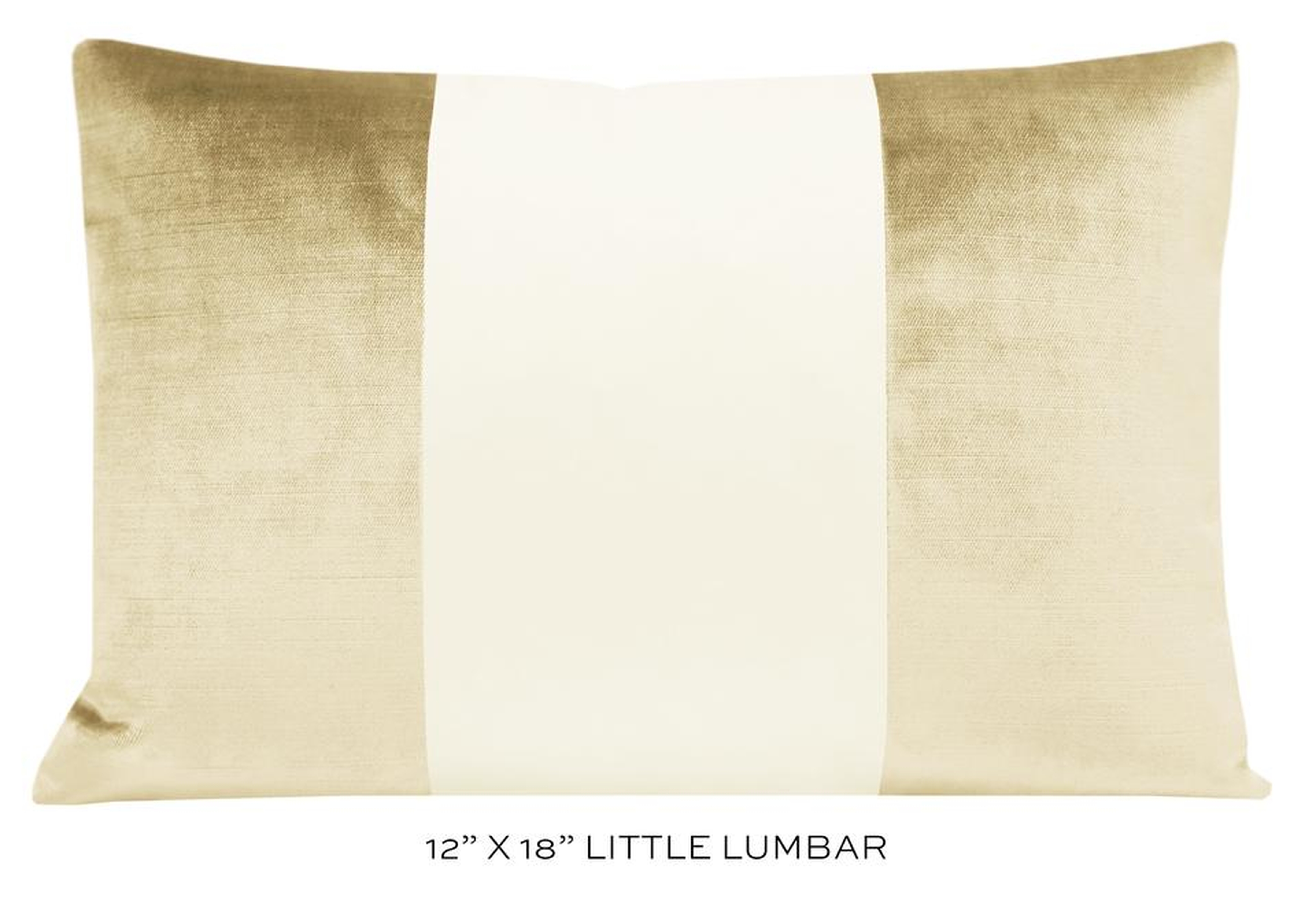 PANEL COLORBLOCK :: FAUX SILK VELVET // CHAMPAGNE + ALABASTER SILK - LITTLE LUMBAR 12" X 18" - Little Design Company