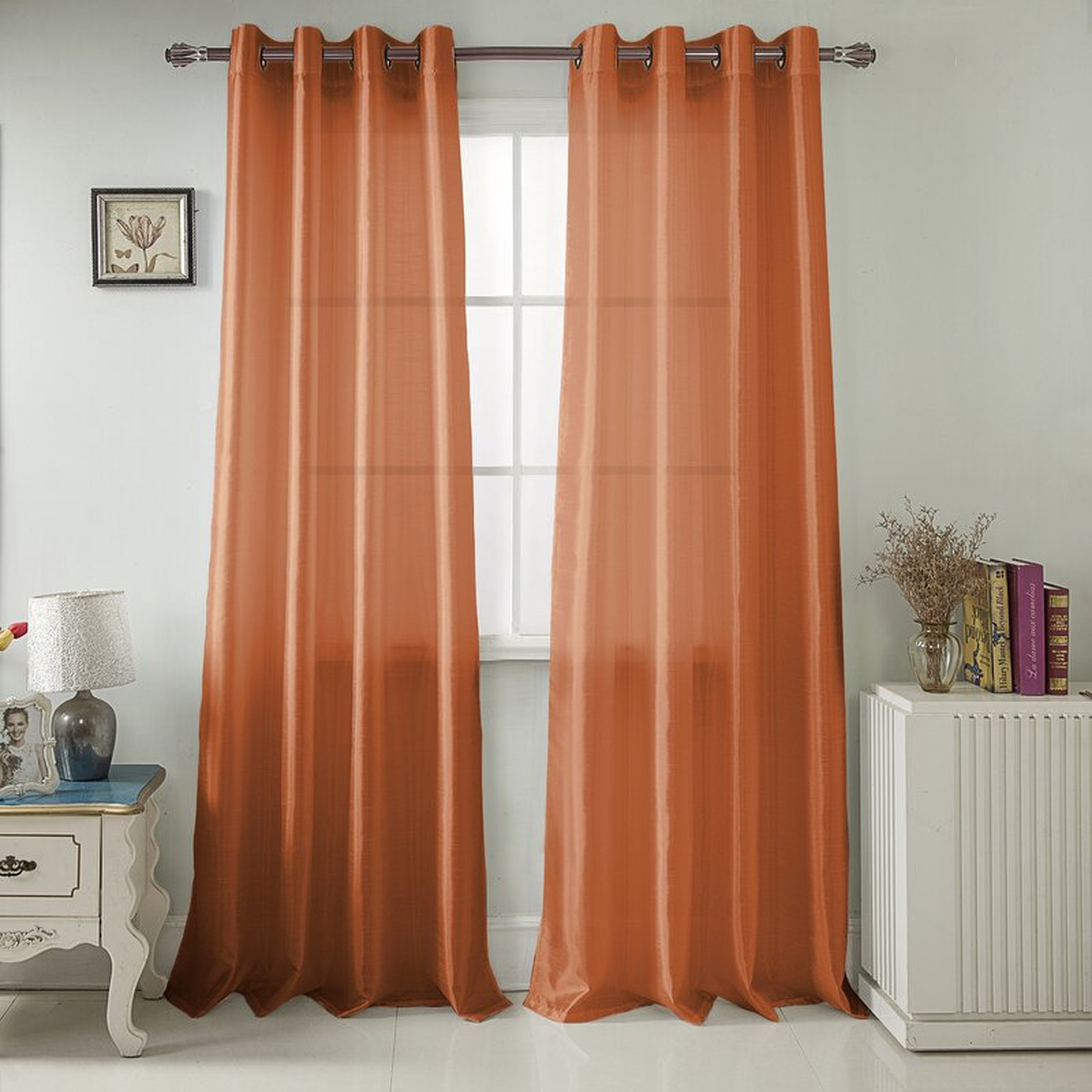 Mattingly Solid Semi-Sheer Grommet Faux Silk Single Curtain Panel - Wayfair