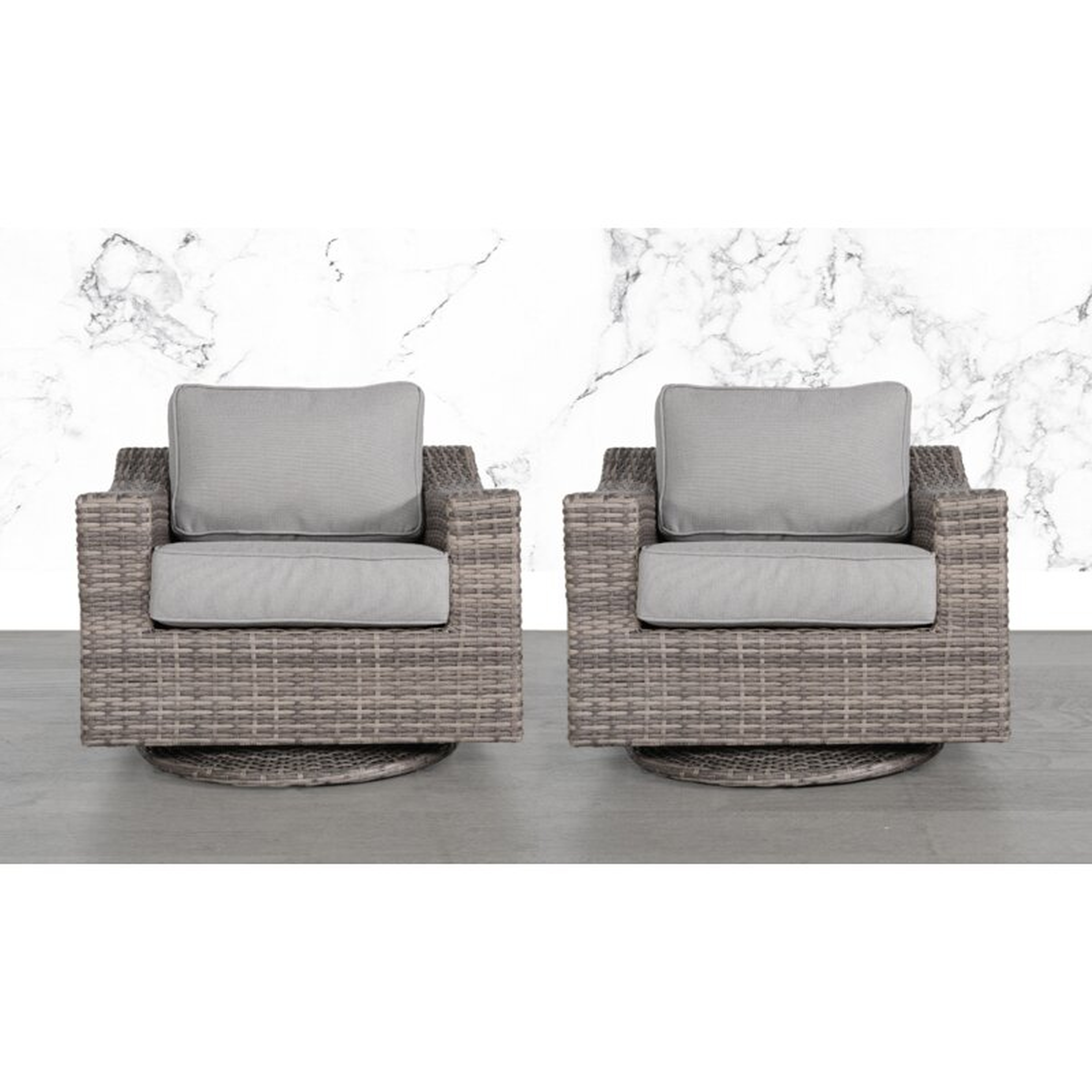 Laurene Club Swivel Patio Chair with Cushions (set of 2) - Wayfair