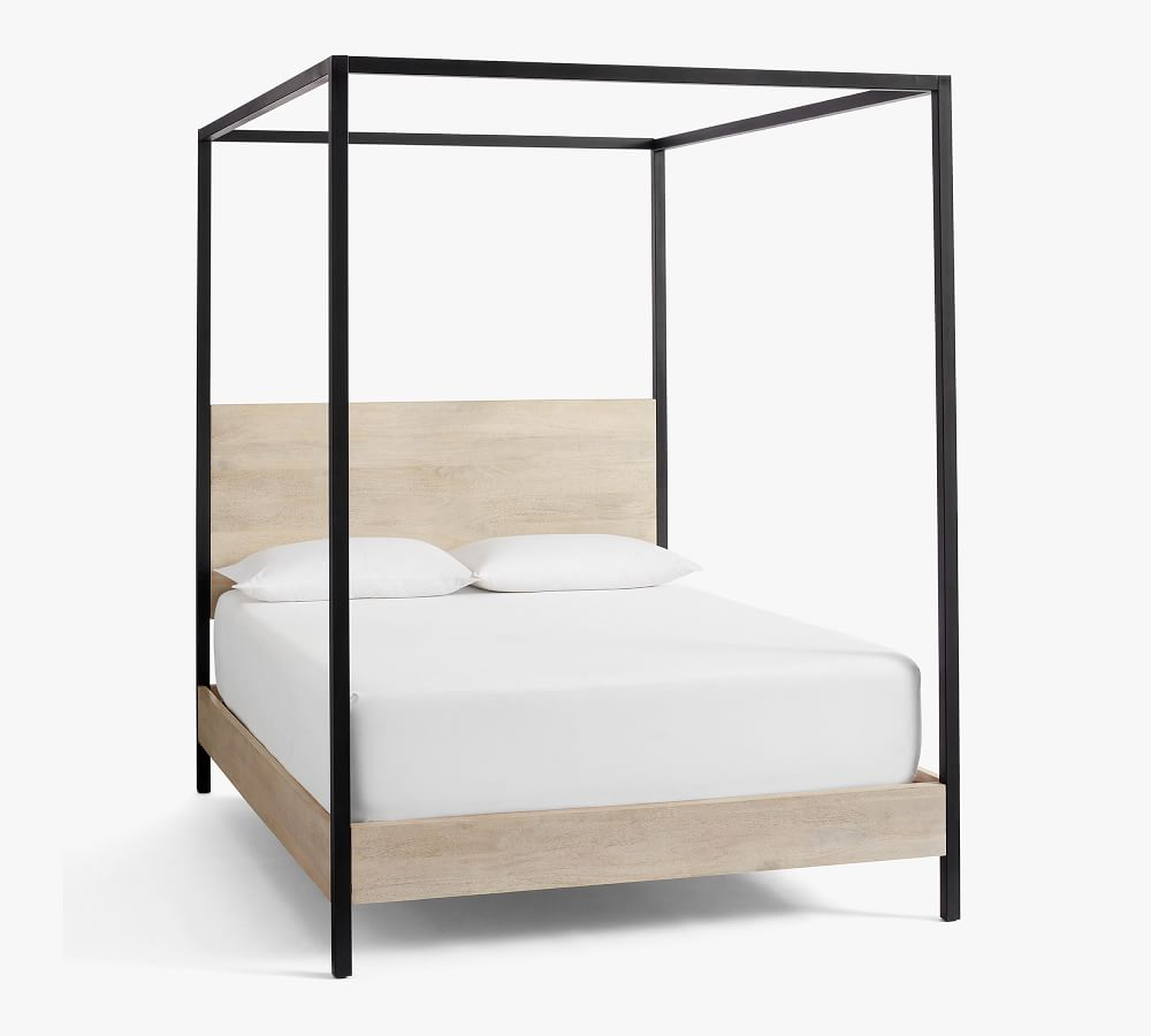 Cayman Wood & Metal Canopy Bed, King, Biscotti - Pottery Barn