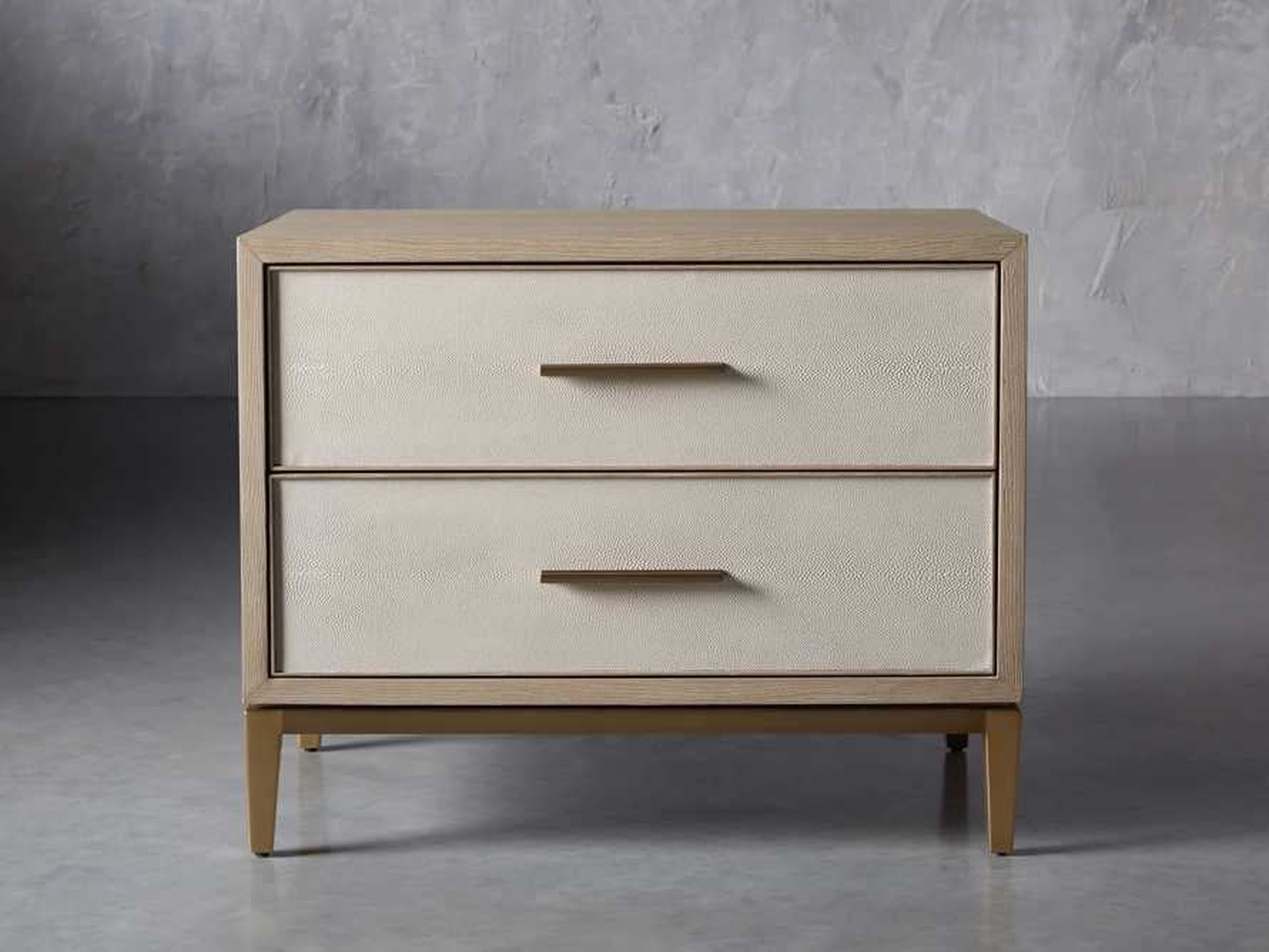 Malone Closed Nightstand in Shagreen Natural  Bone - Arhaus