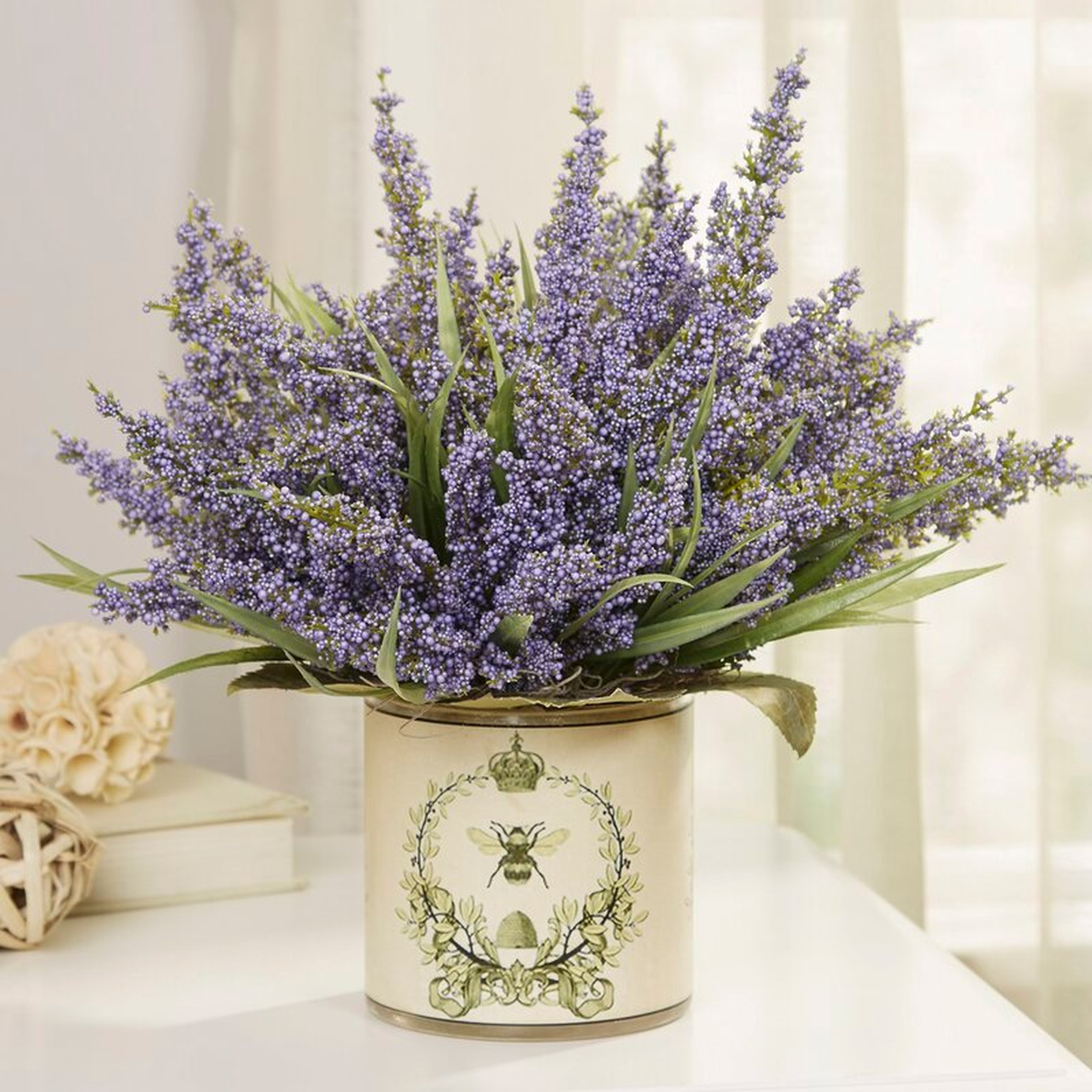 Lavender Centerpiece in Decoupage Pot - Wayfair