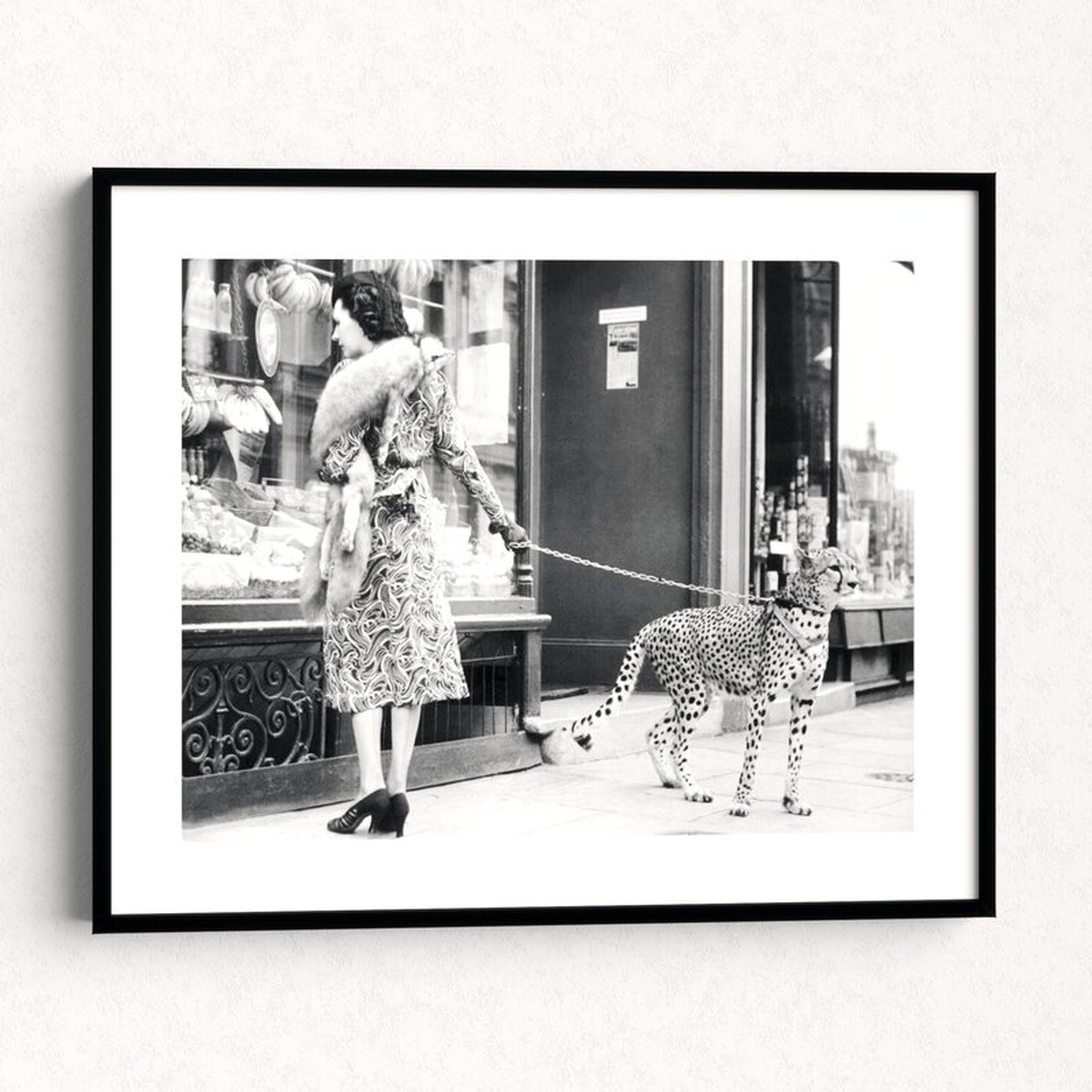 'Elegant Woman with Cheetah' Framed in Gray - 20" H x 24"W - AllModern
