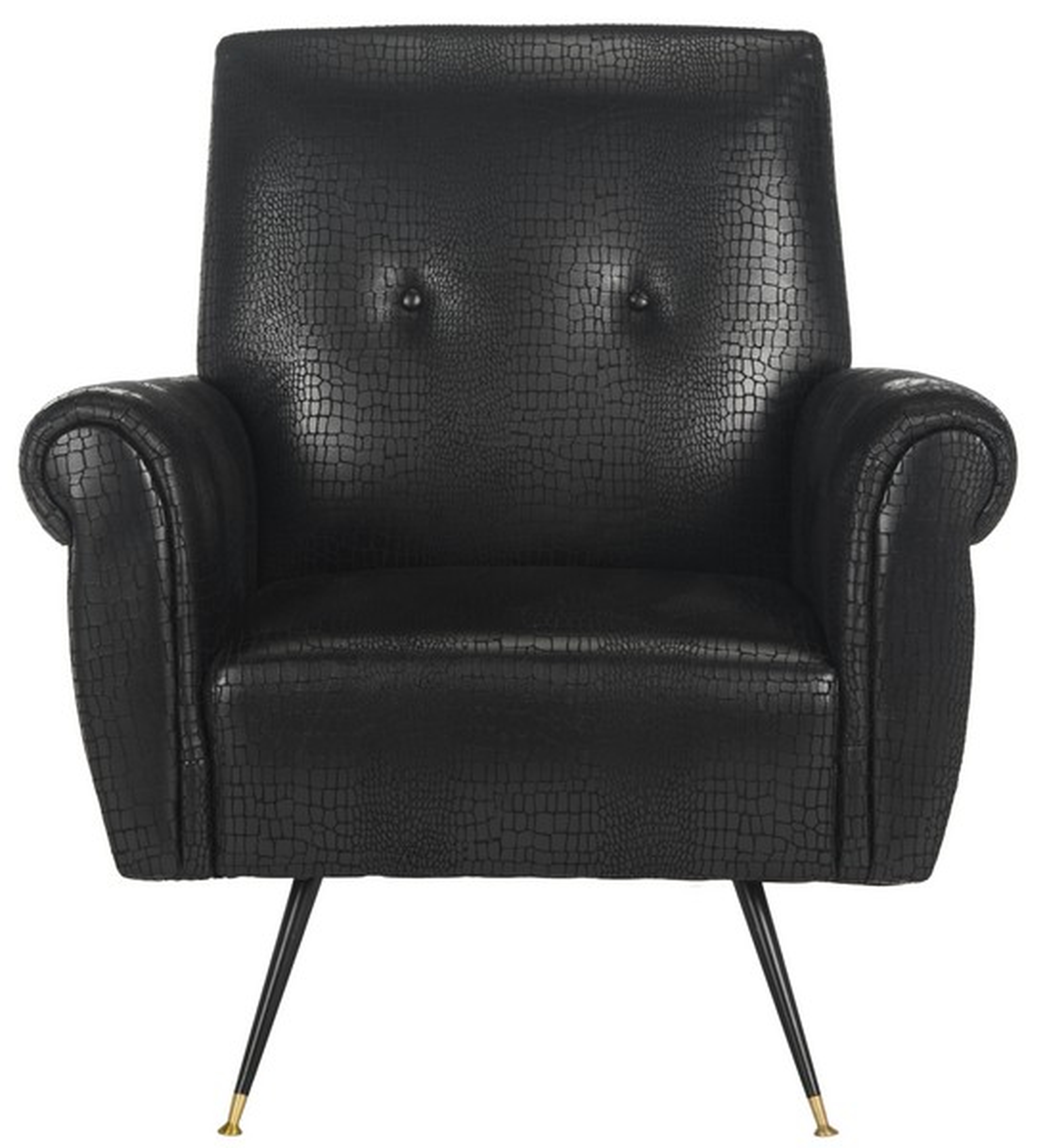 Mira Retro Mid Century Faux Leather Accent Chair - Black  - Arlo Home - Arlo Home