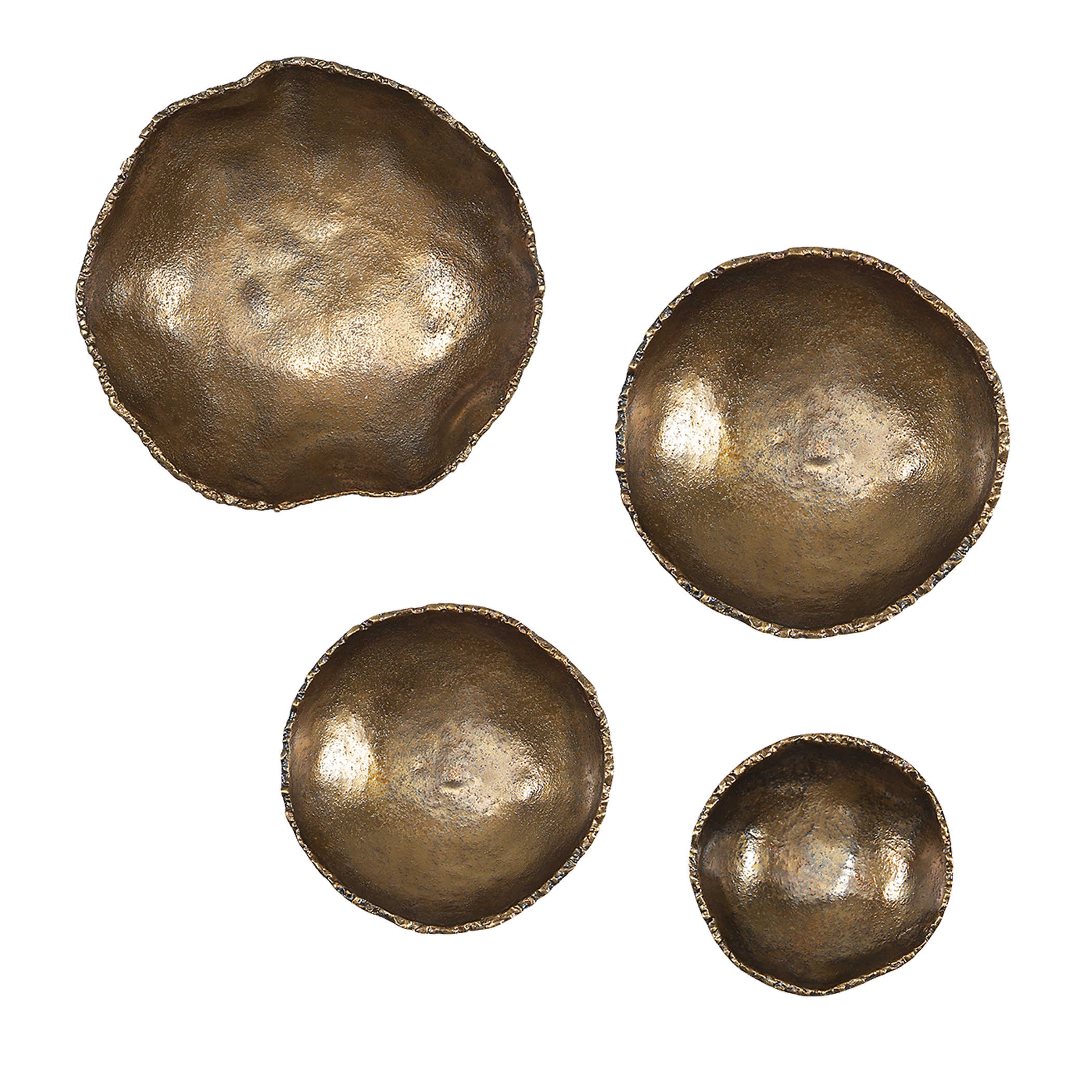 Lucky Coins Brass Wall Bowls, S/4 - Hudsonhill Foundry