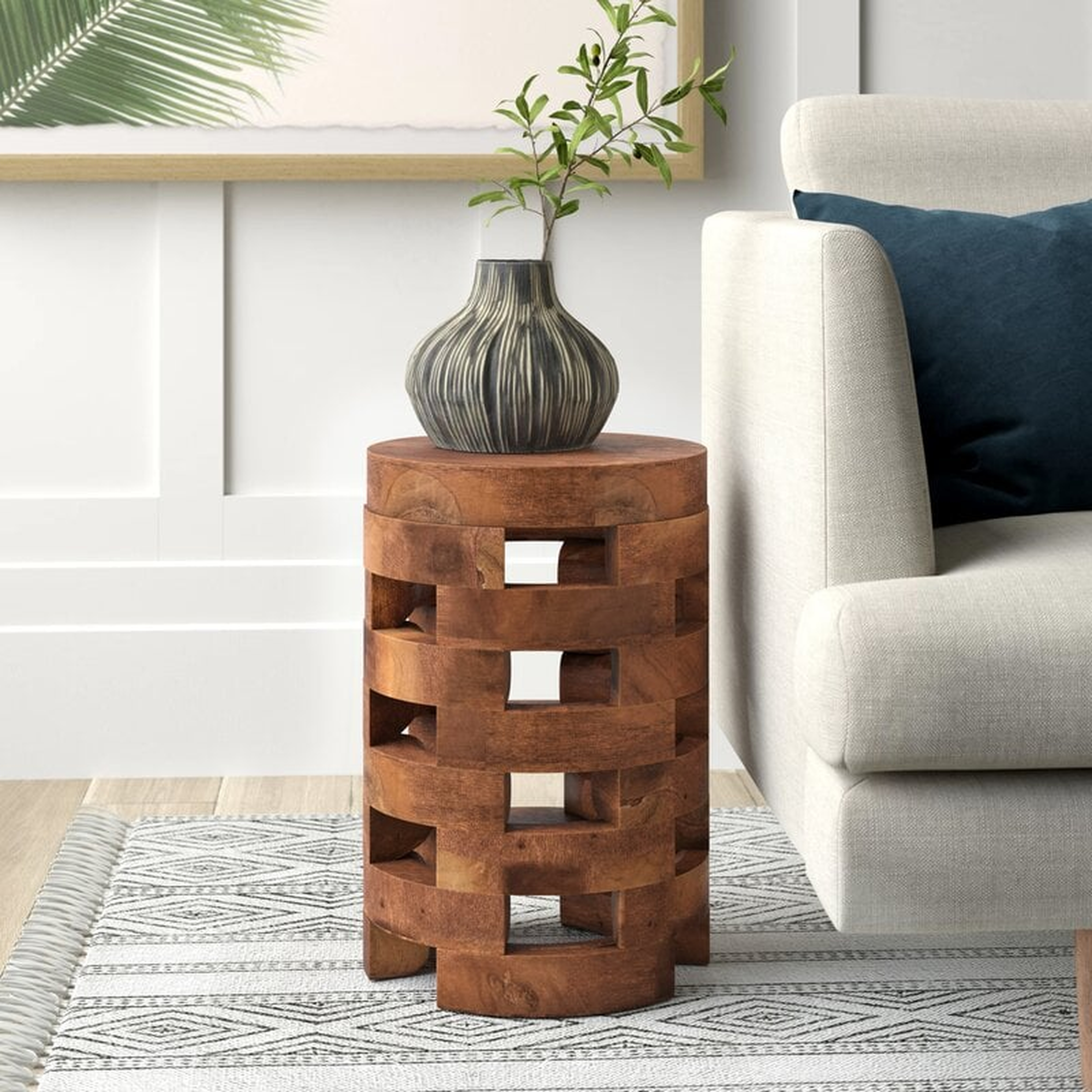 Solid Wood Drum End Table - Wayfair