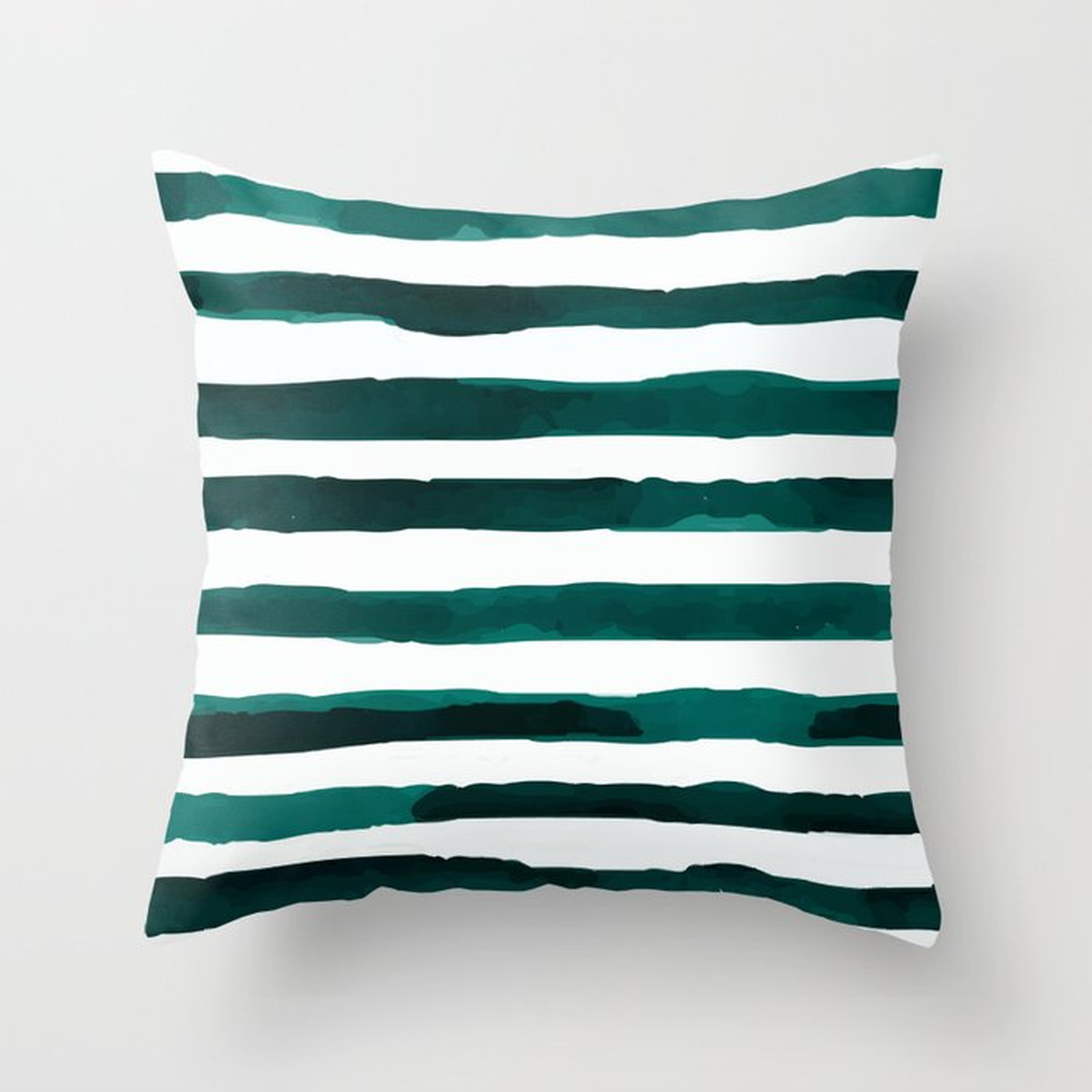 Watercolor Stripes (Emerald Green) Throw Pillow - Society6