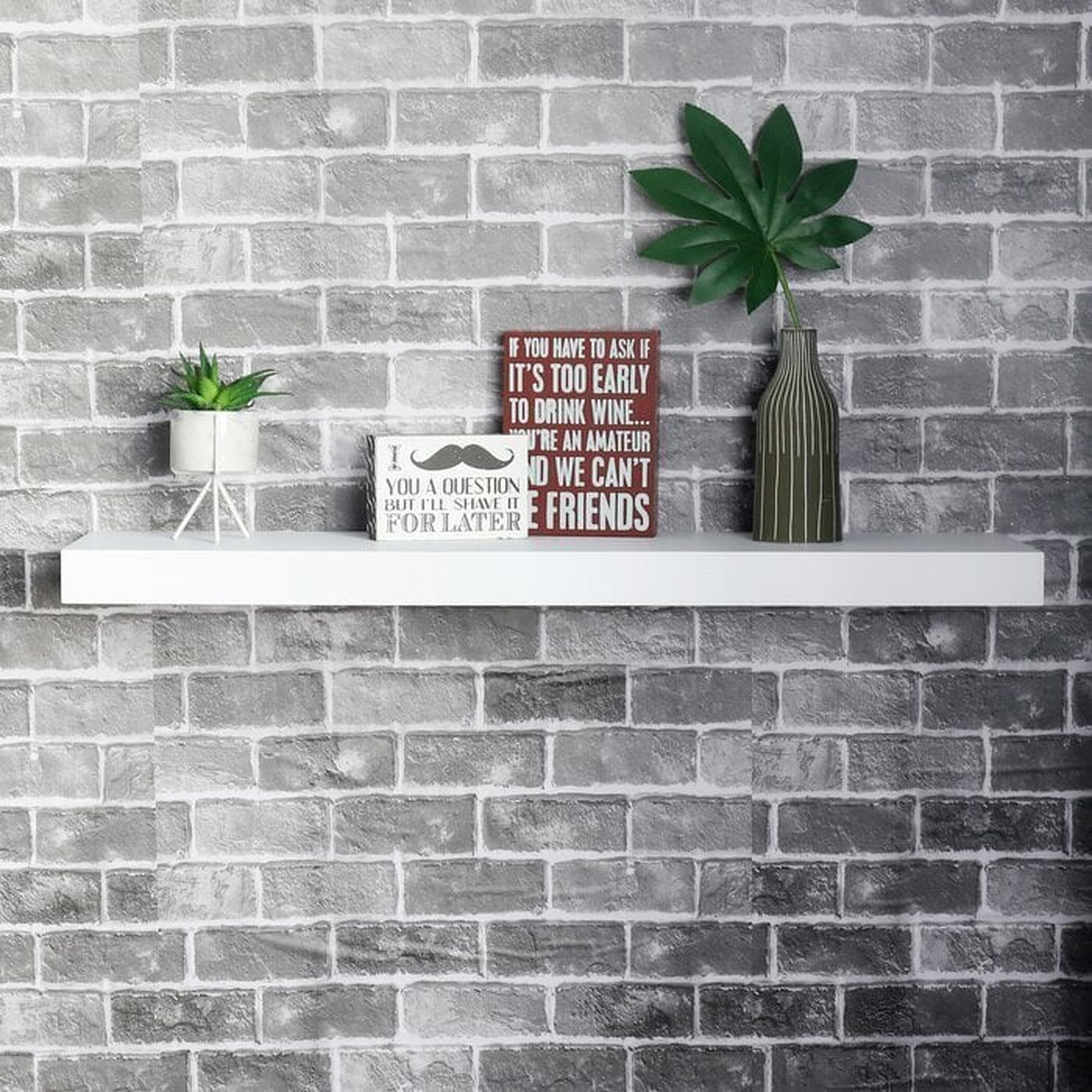 Bovina Floating Shelf, White, 48" - Wayfair