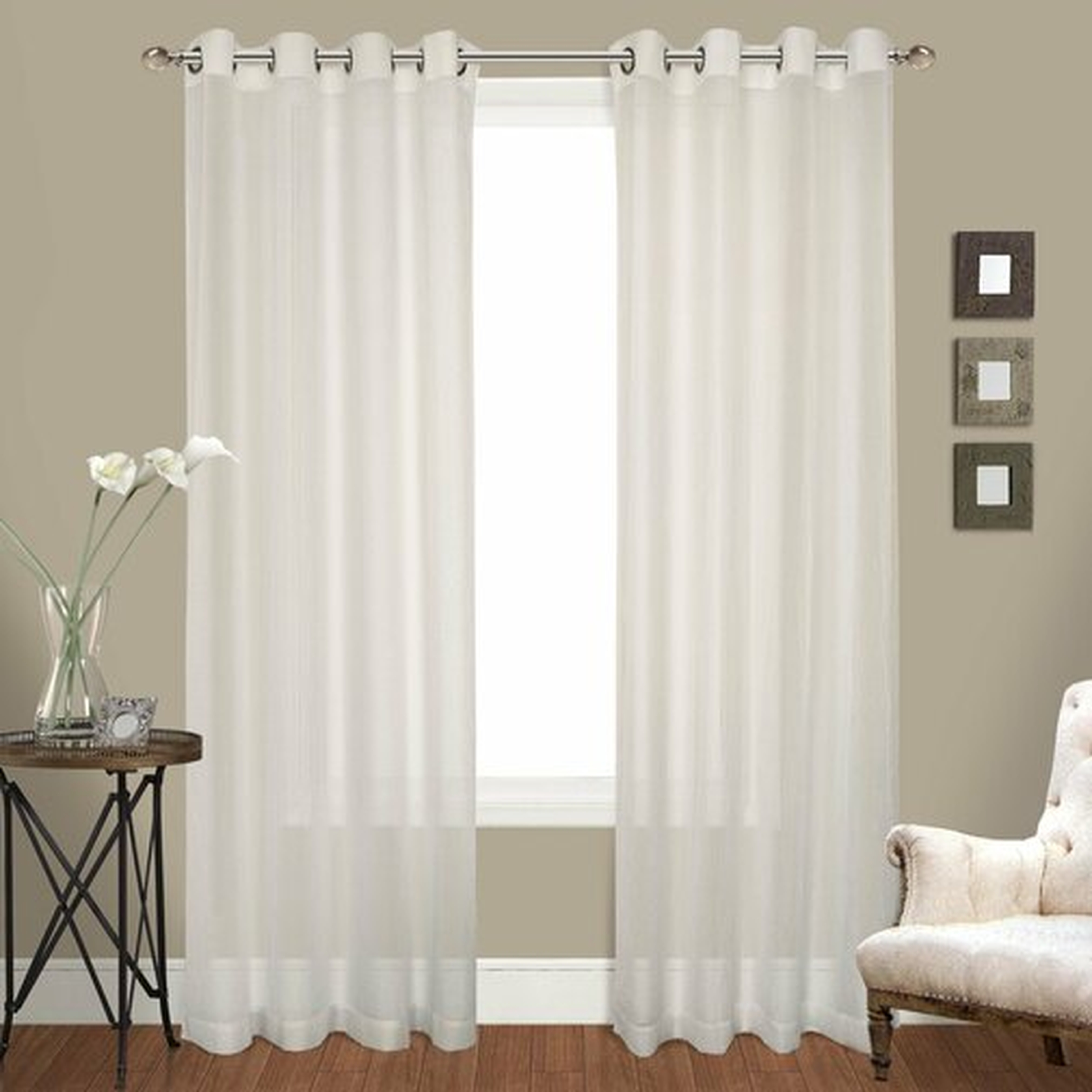 Ortley Crushed Voile Solid Sheer Grommet Curtain Panels (set of 2) - 108", natural - Wayfair