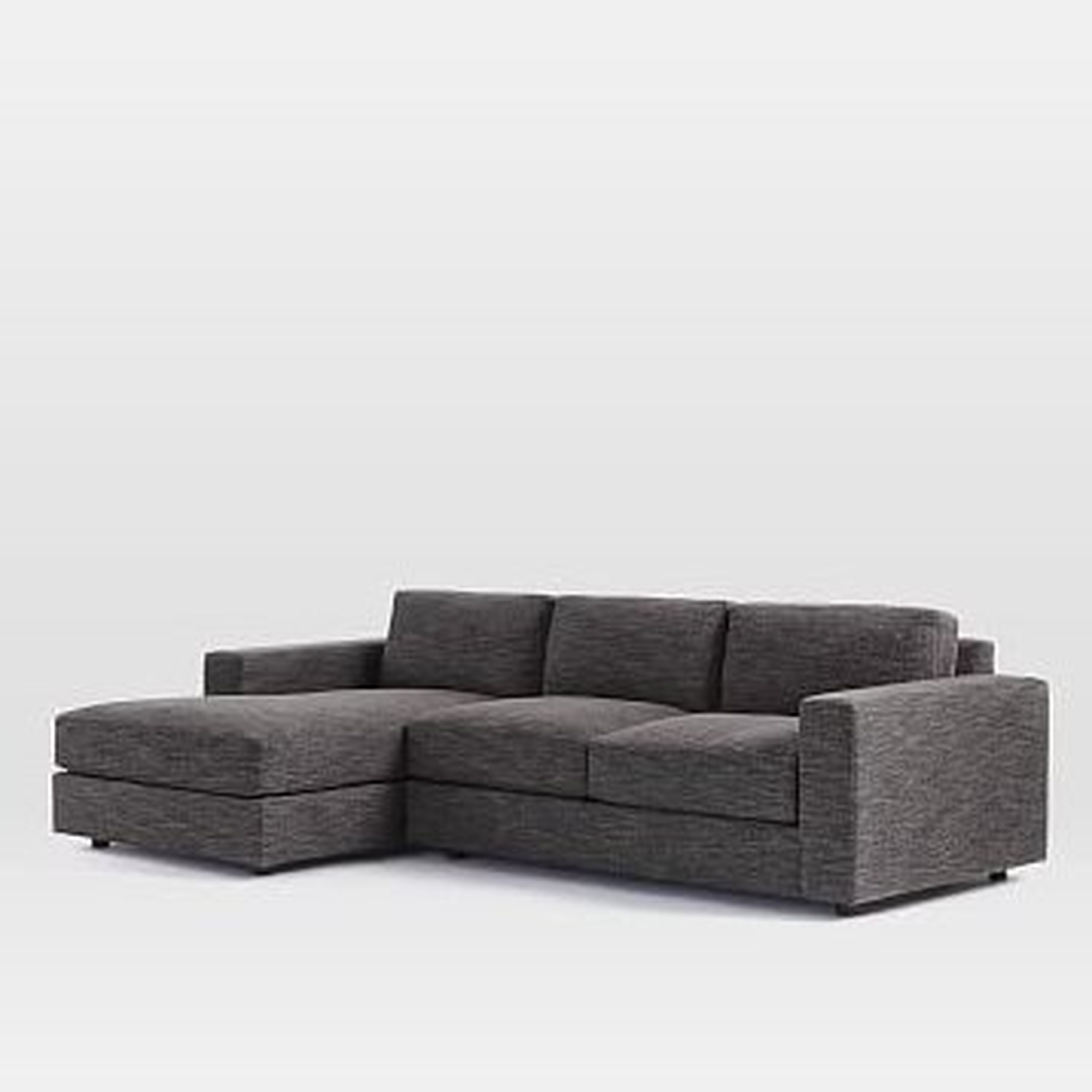 Urban Set 2: Right Arm 2 Seater Sofa , Left Arm Chaise, Poly, Heathered Tweed, Charcoal - West Elm