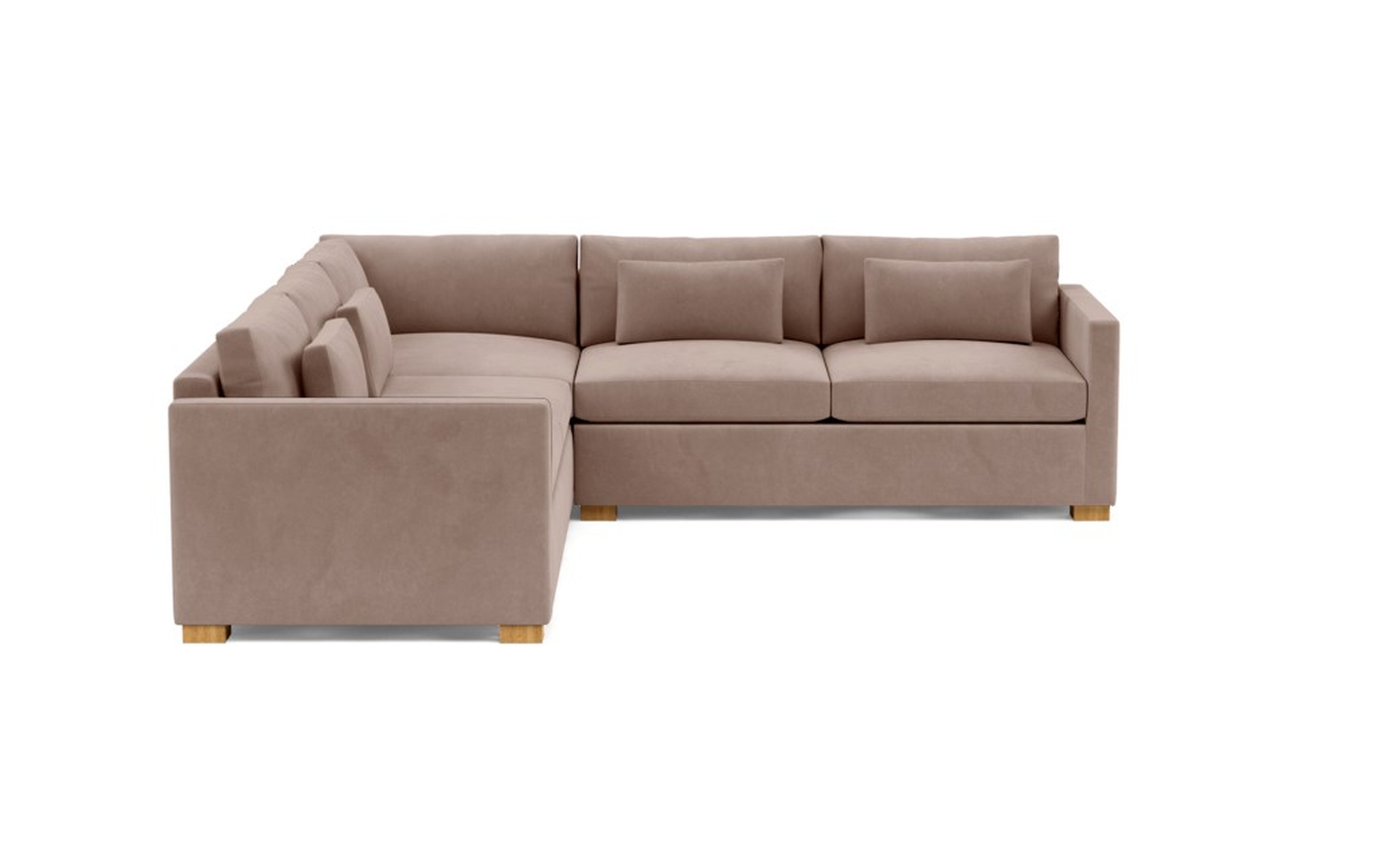 Charly Corner Sectional with Platinum Performace Velvet Fabric and Natural Oak legs - Interior Define