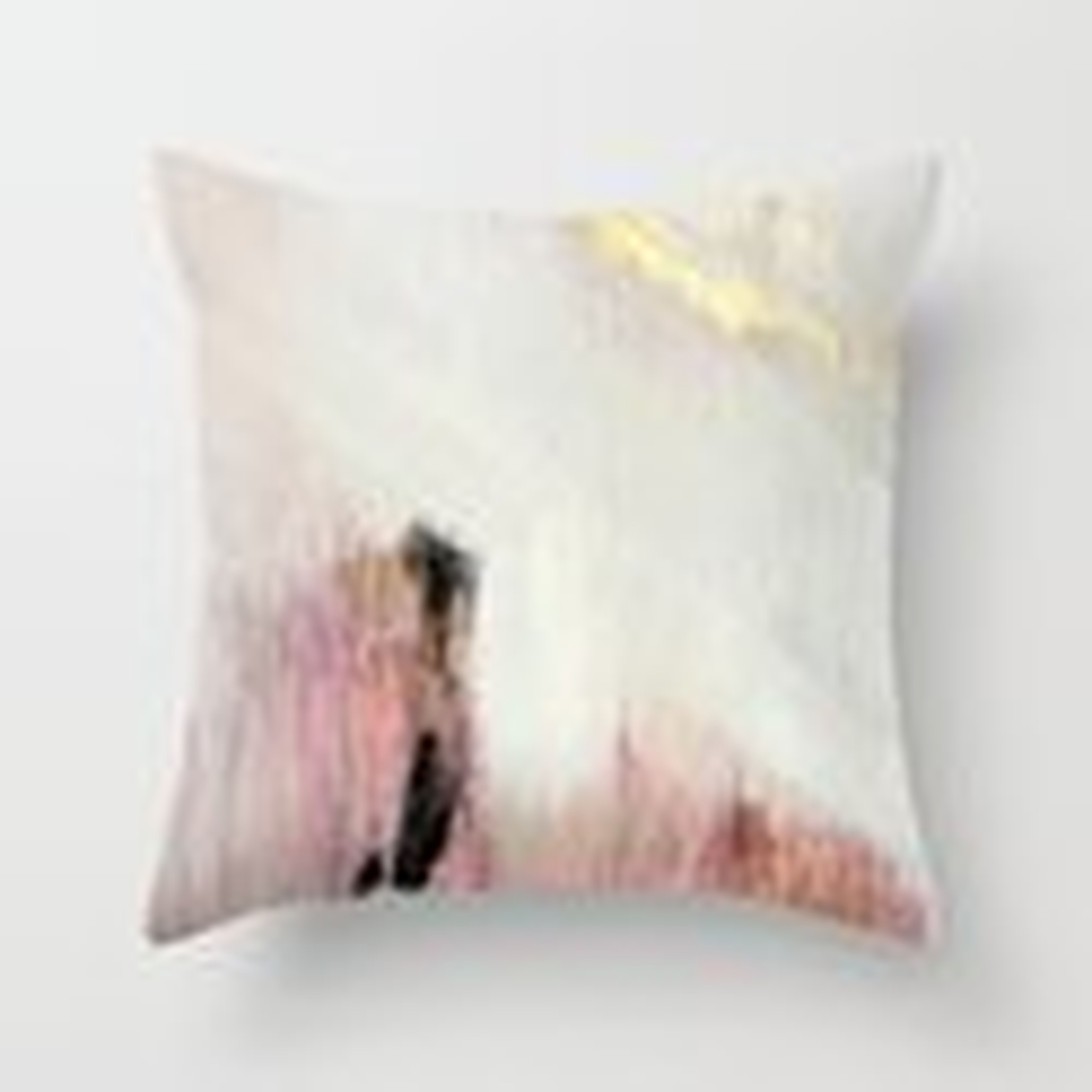 Sunrise [2]: a bright, colorful abstract piece in pink, gold, black,and white Throw Pillow - Indoor Cover (20" x 20") with pillow insert by - Society6