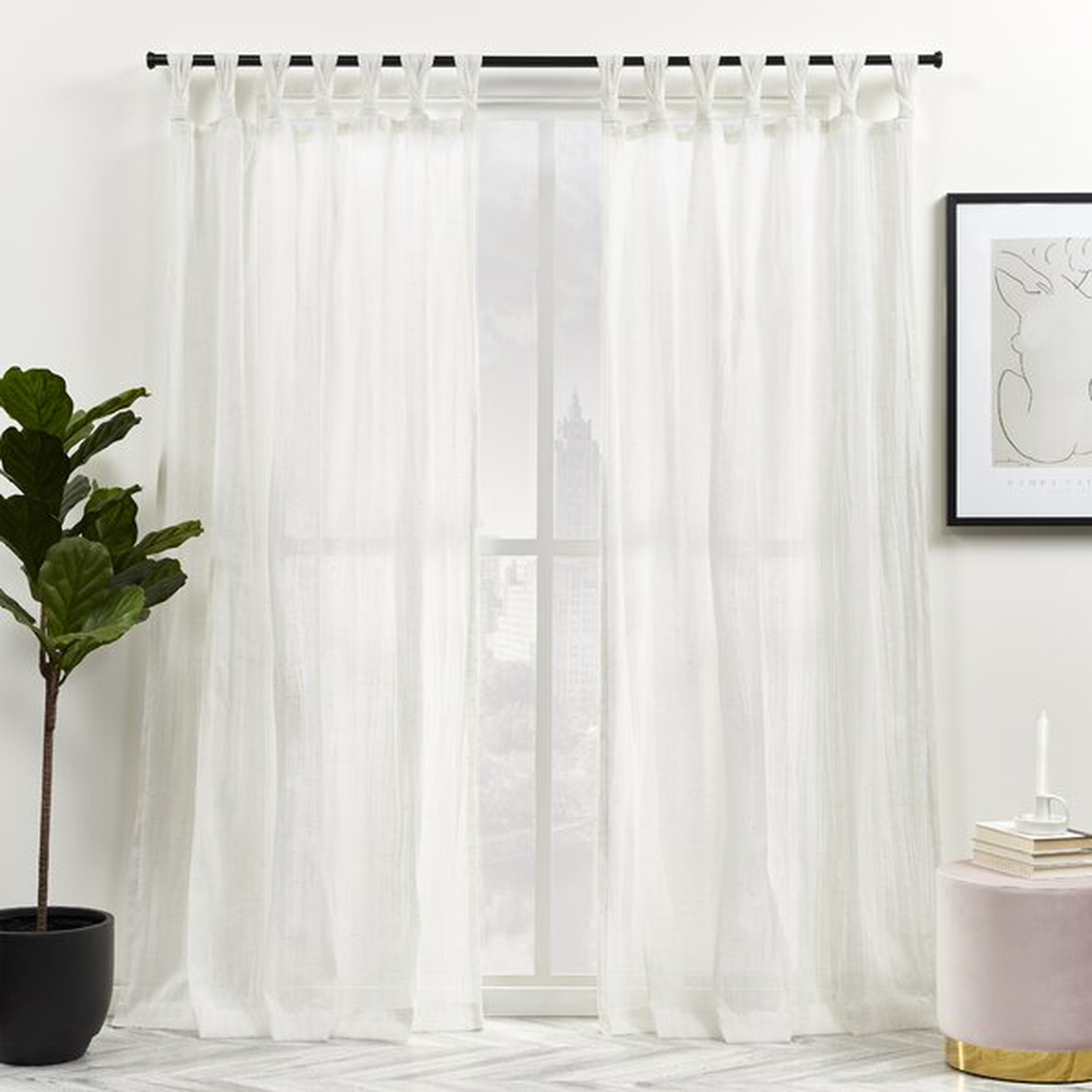 Exclusive Home Linen Solid Semi-Sheer Tap Top Curtain Panels (Set of 2) - Wayfair