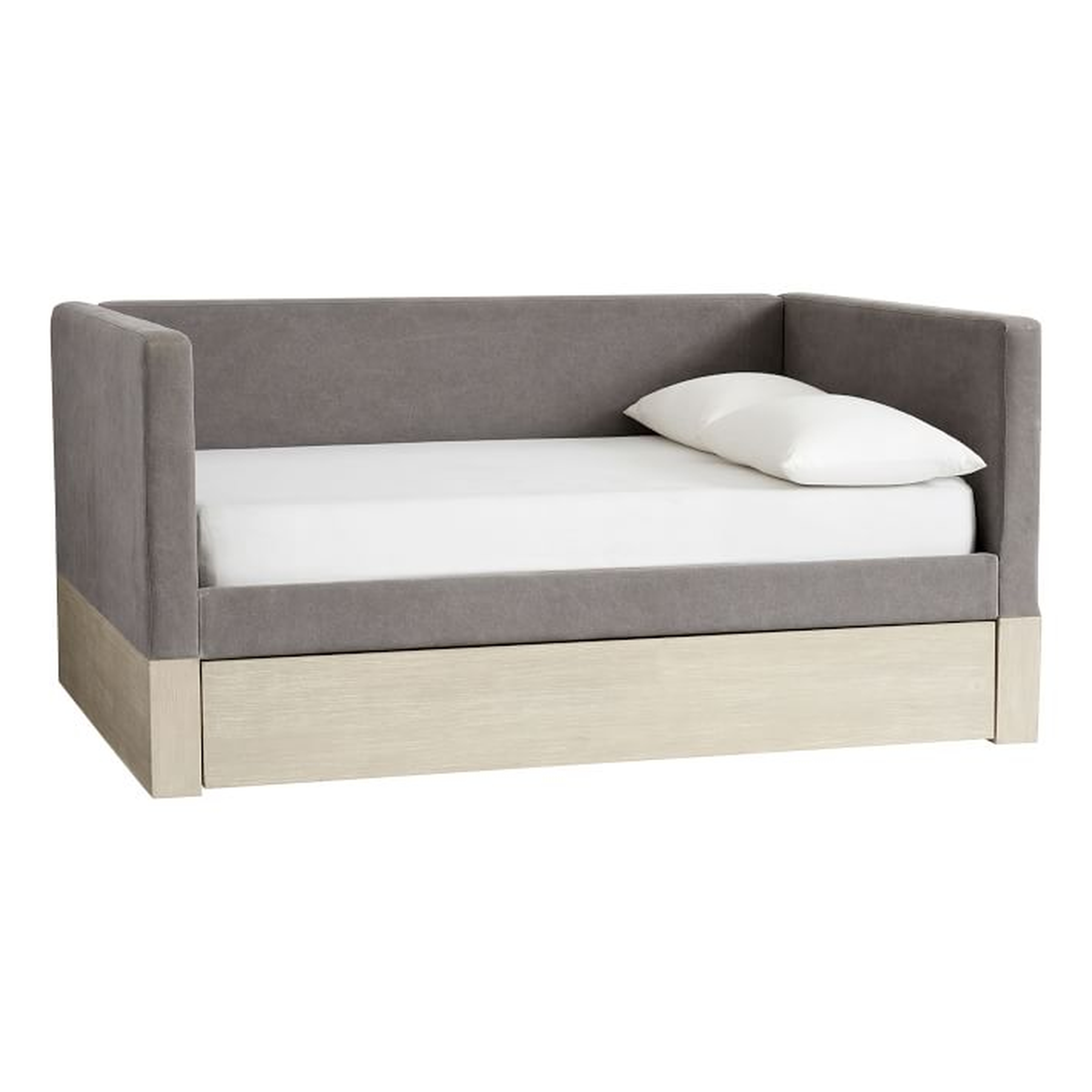 Bailey Daybed with Trundle, Full, Brushed Fog/Enzyme Washed Canvas Light Gray - Pottery Barn Teen