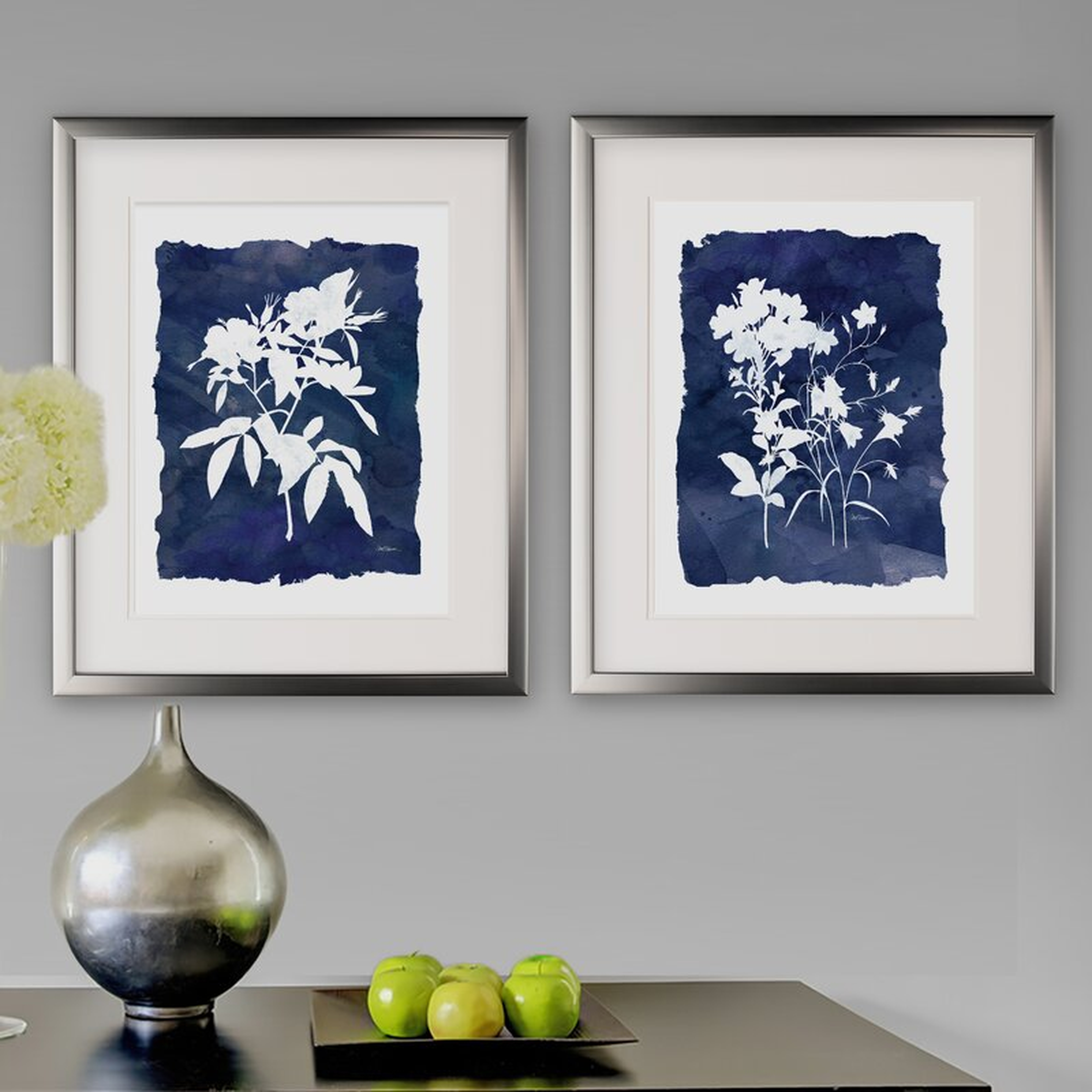 Blue/White Indigo Botanical - 2 Piece Picture Frame Set Print Set on Paper - Wayfair