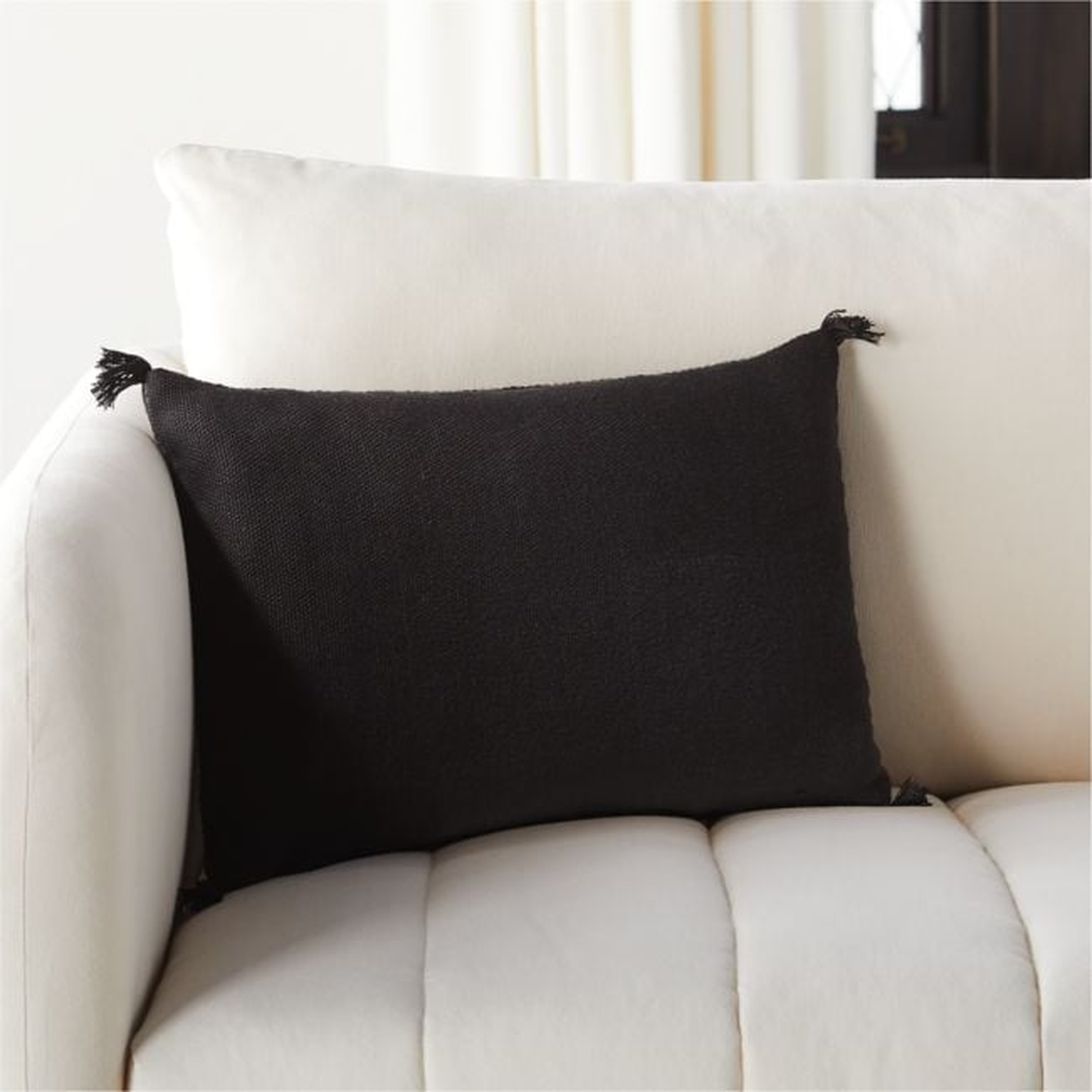 18"x12" Plait Black Pillow with Feather-Down Insert - CB2