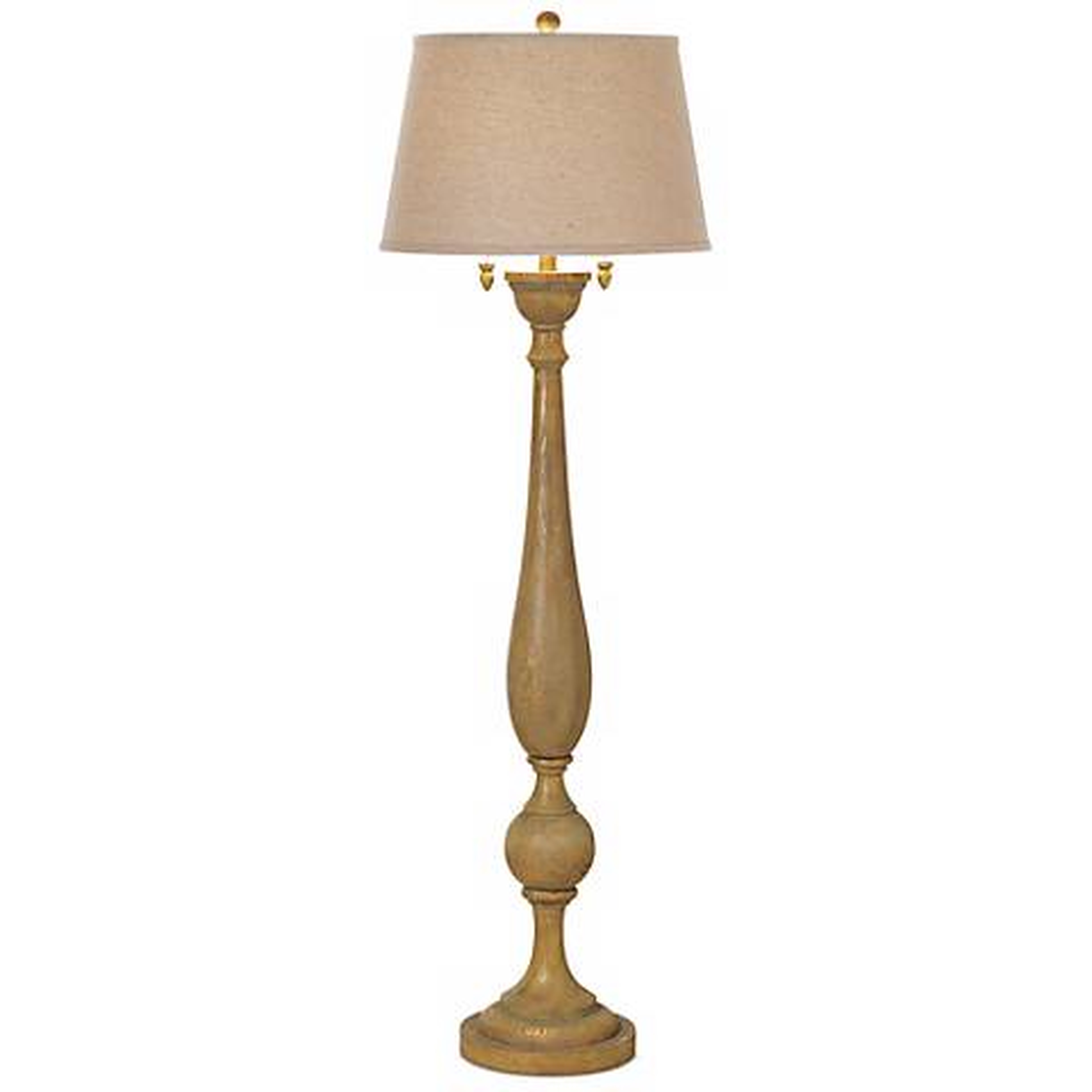 Kathy Ireland Grand Maison Weathered Woodland Floor Lamp beige - Lamps Plus